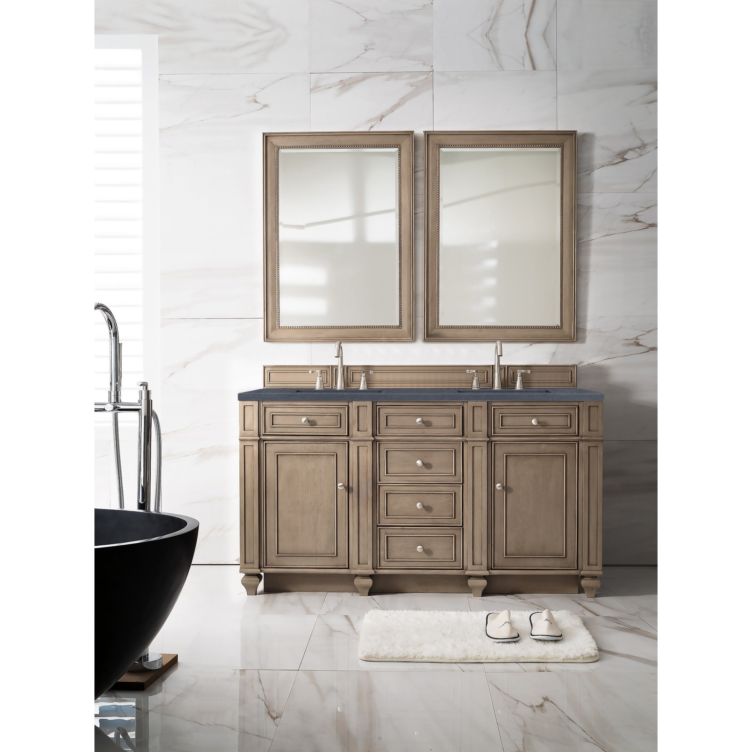 Whitewashed Walnut / Charcoal Soapstone - 3 Faucet Holes