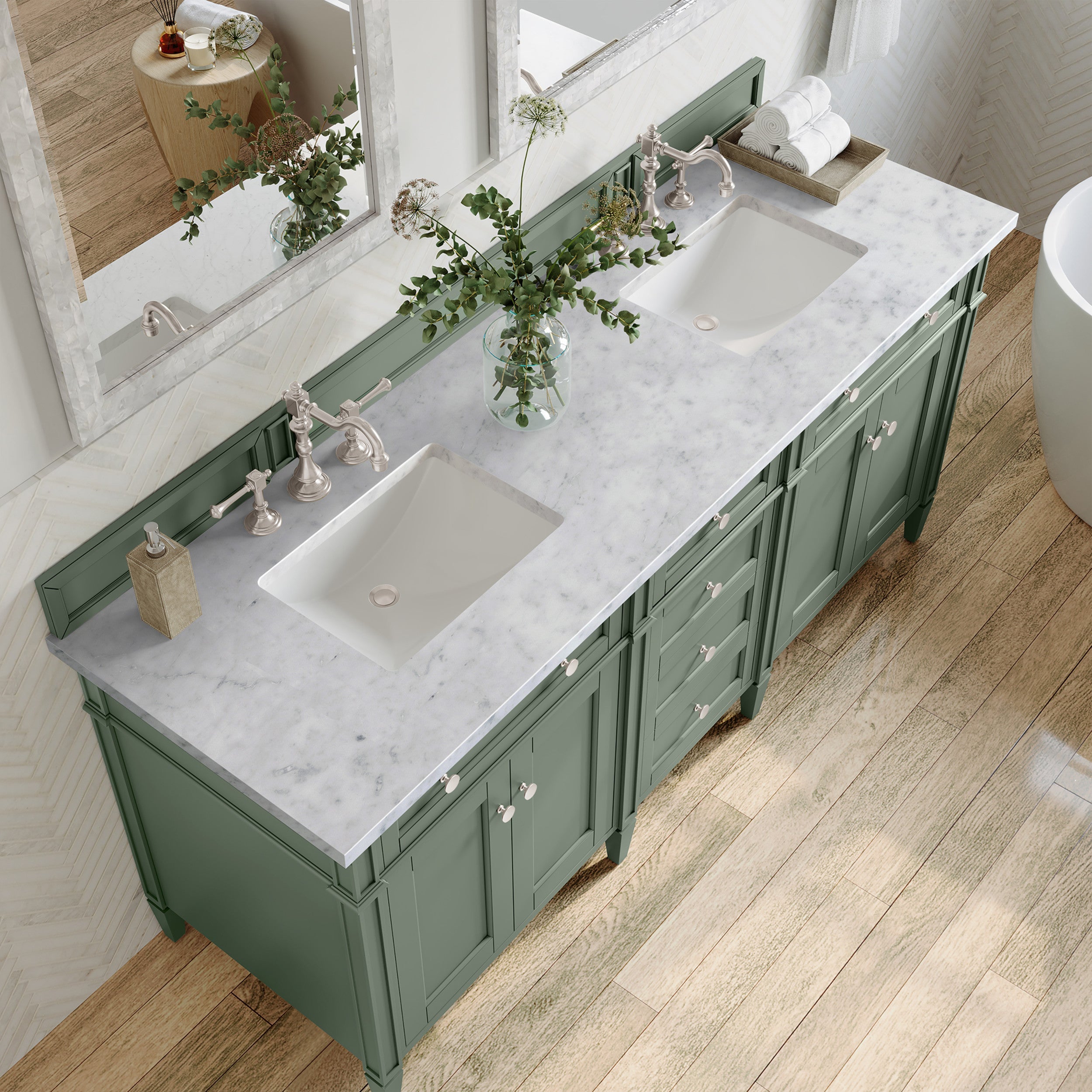Smokey Celadon / Carrara White - 3 Faucet Holes