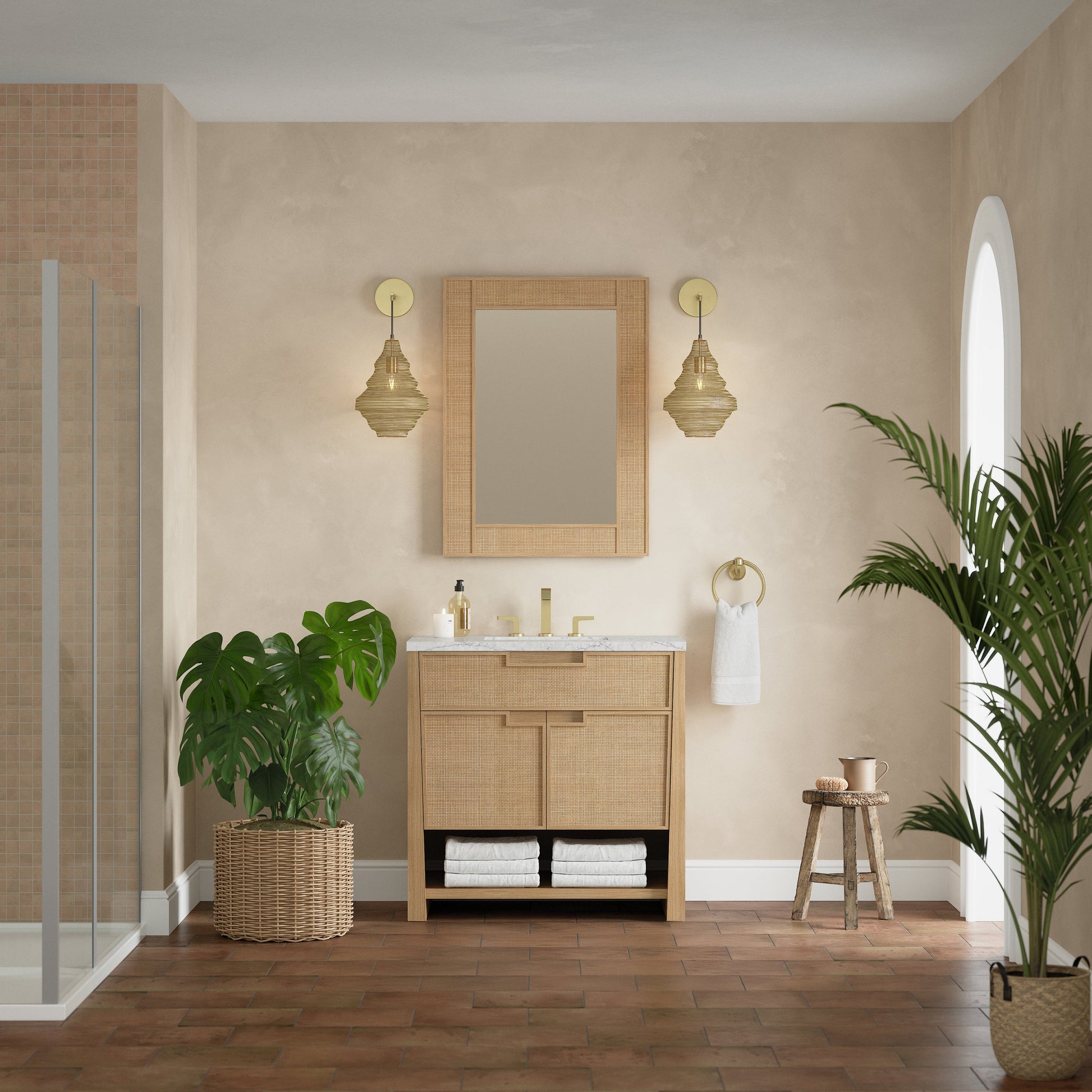 Seaside Oak / Eternal Jasmine Pearl - 3 Faucet Holes