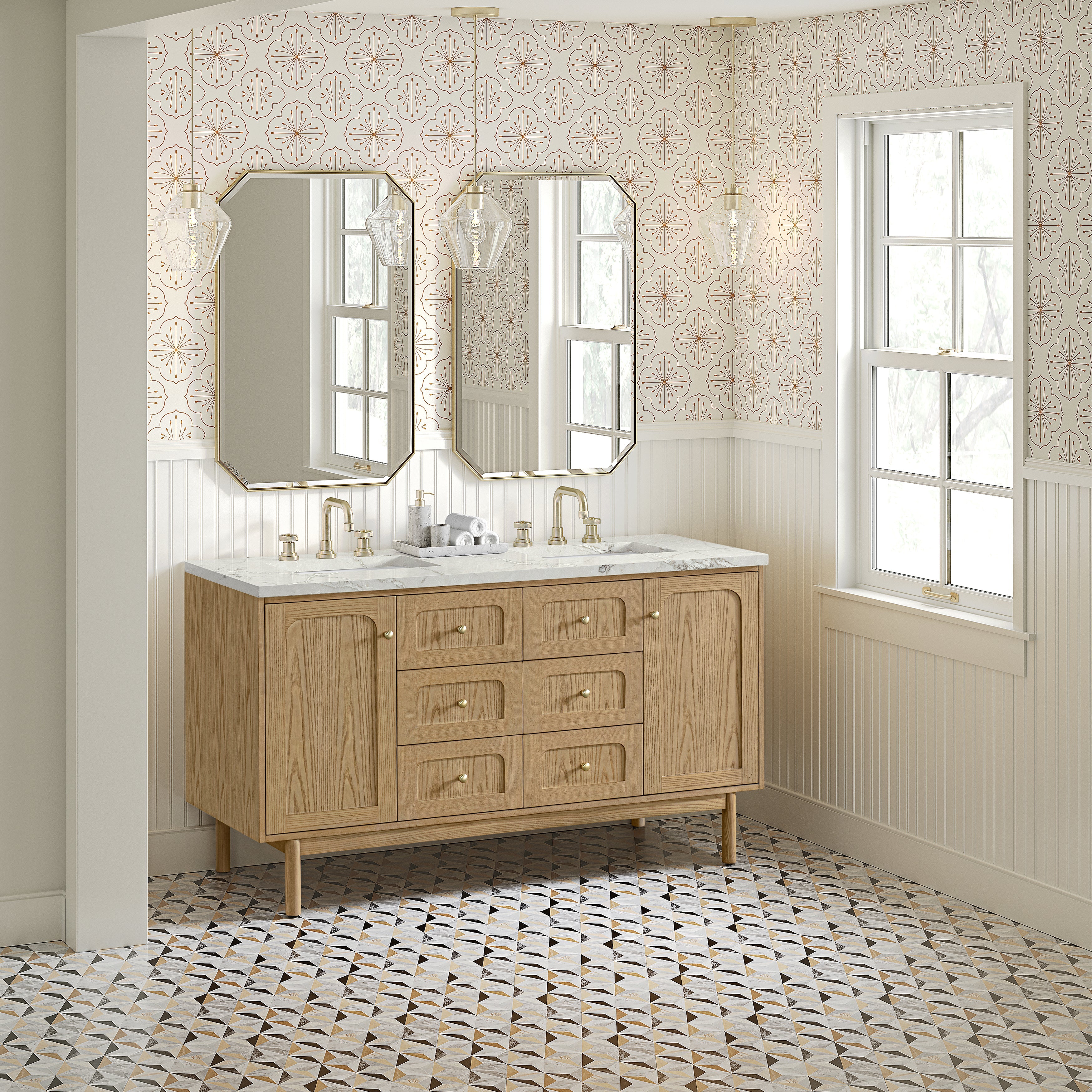 Light Natural Oak / Victorian Silver - 3 Faucet Holes