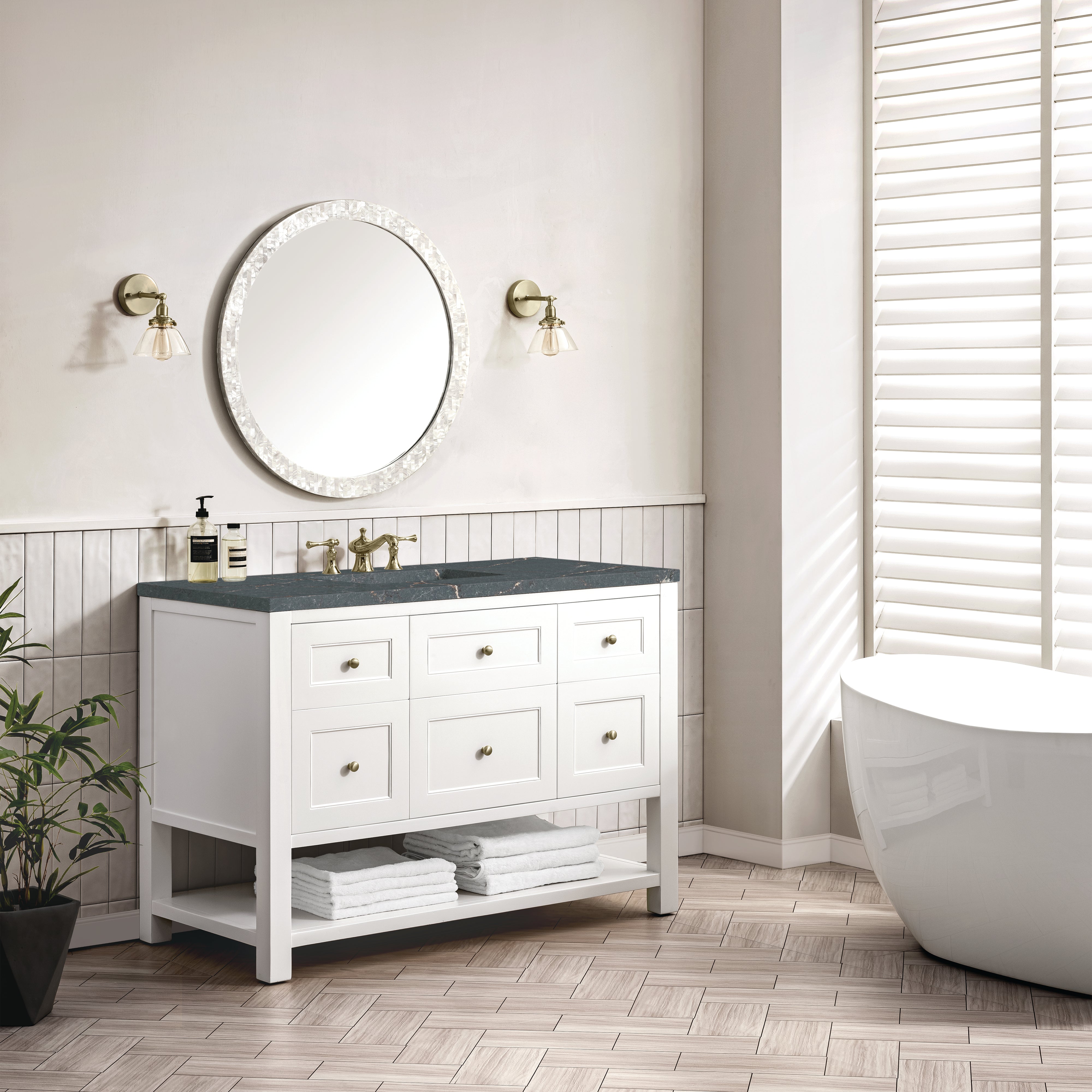 Bright White / Parisien Bleu - 3 Faucet Holes