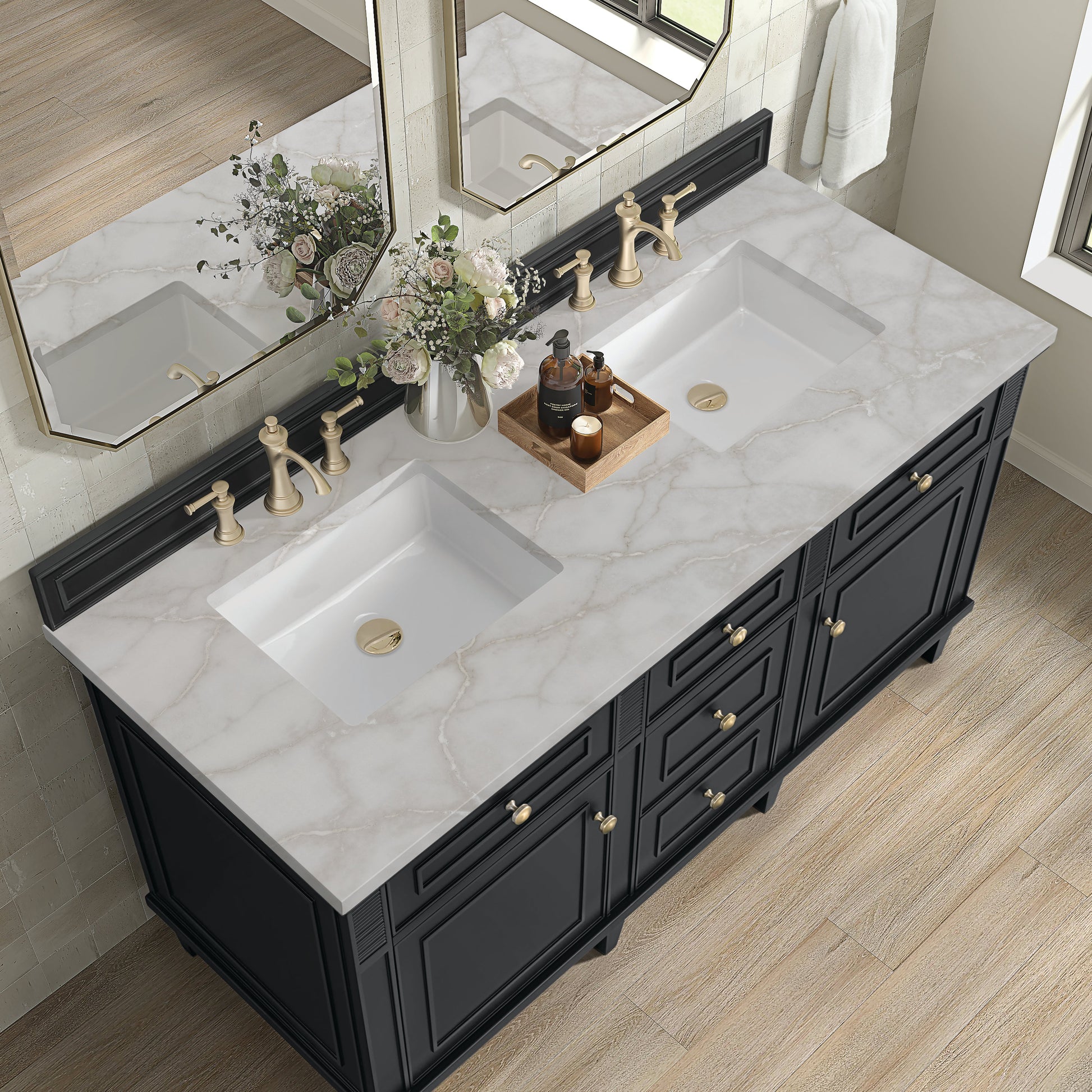 Black Onyx / Victorian Silver - 3 Faucet Holes