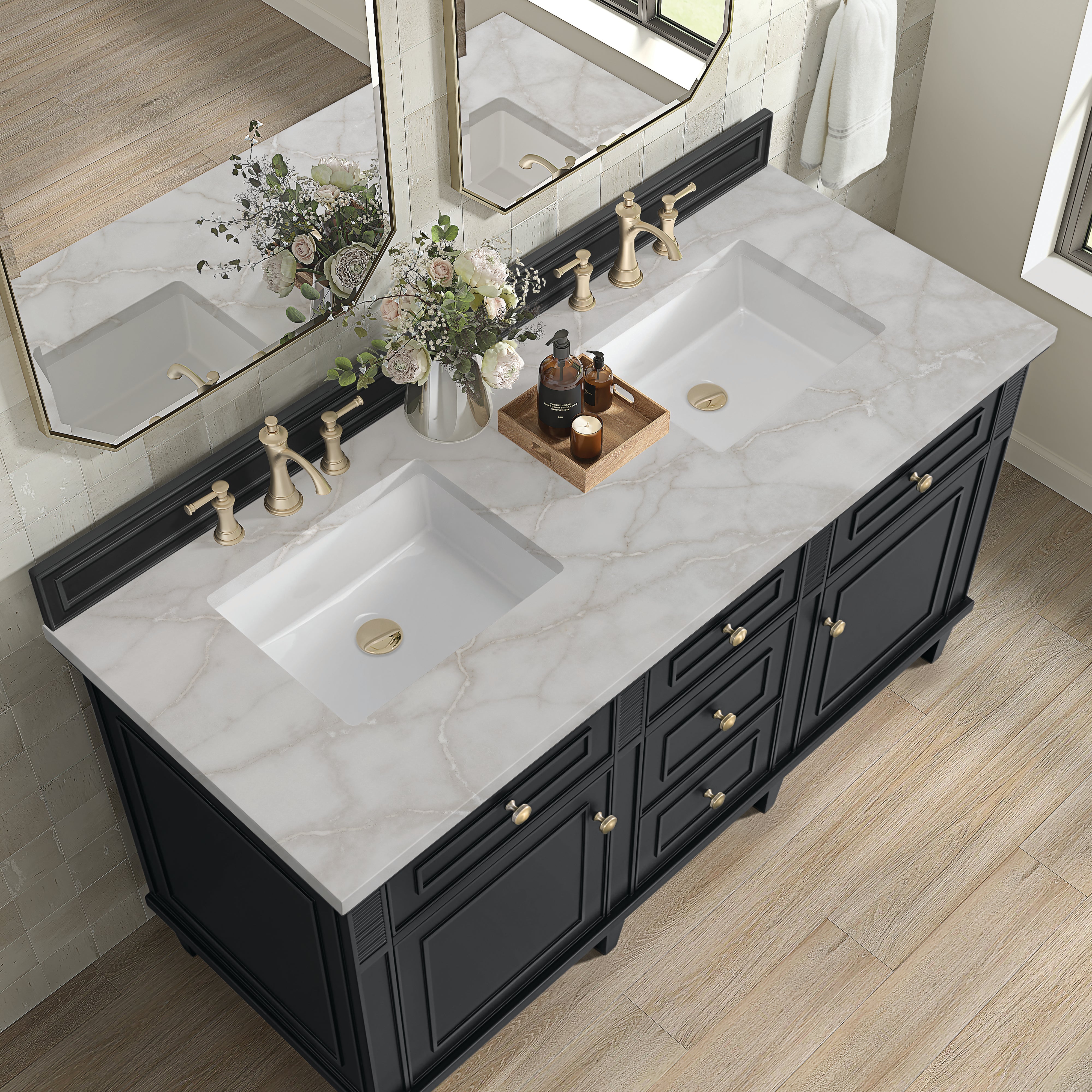 Black Onyx / Victorian Silver - 3 Faucet Holes