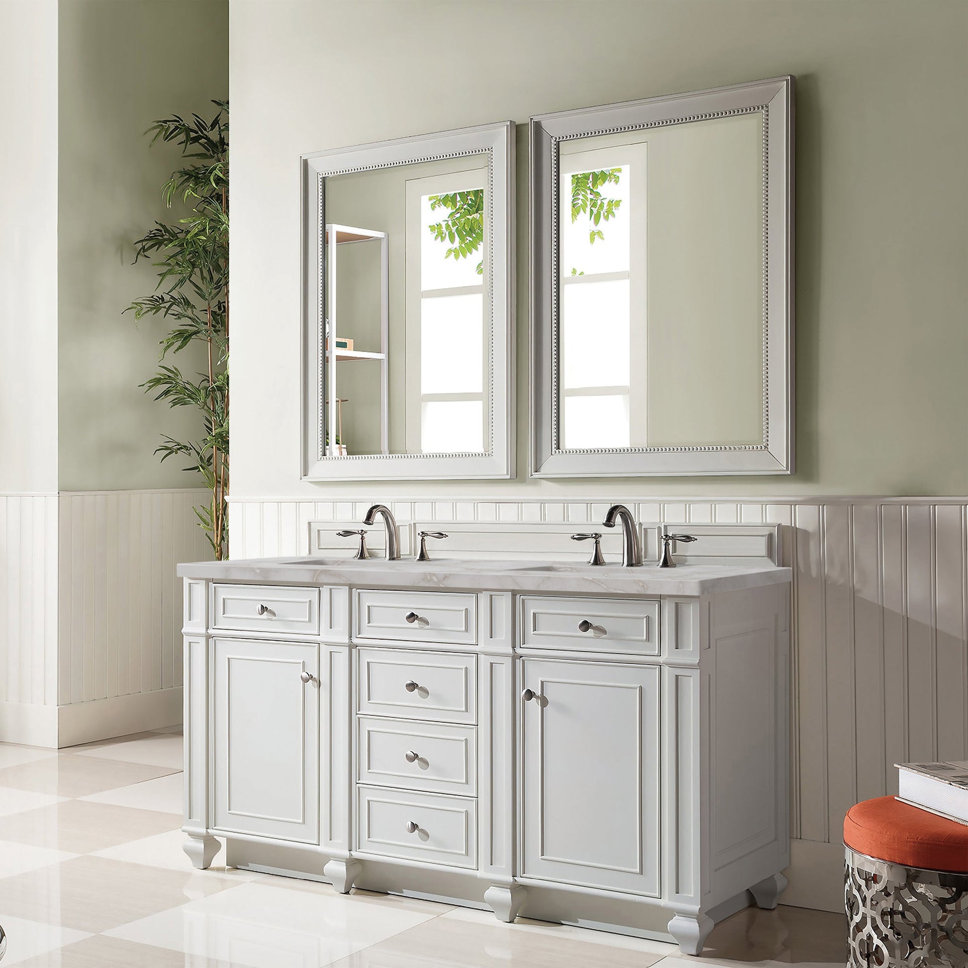 Bright White / Victorian Silver - 3 Faucet Holes
