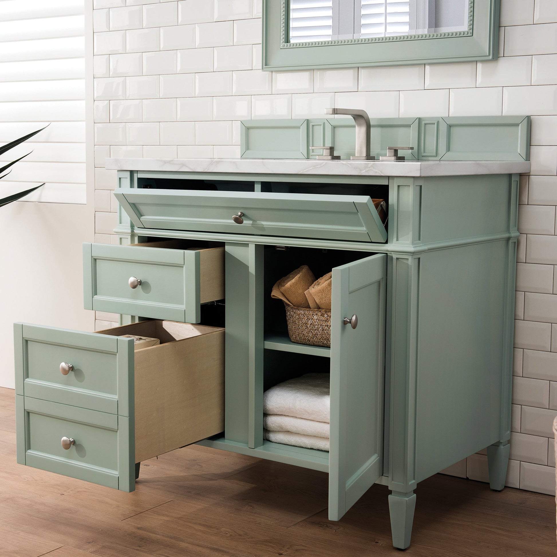 Sage Green / Victorian Silver - 3 Faucet Holes