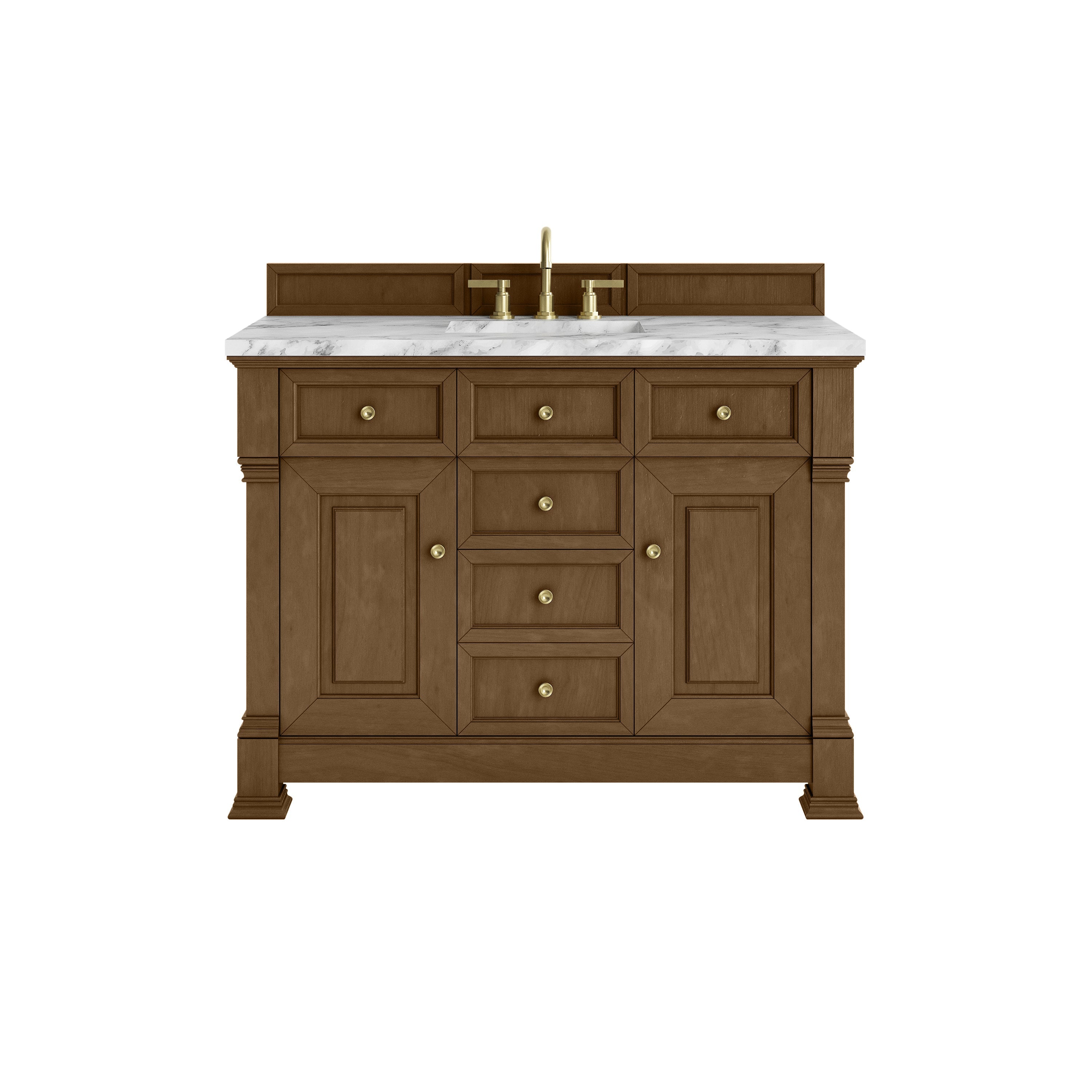Honey Oak / Carrara White - 3 Faucet Holes