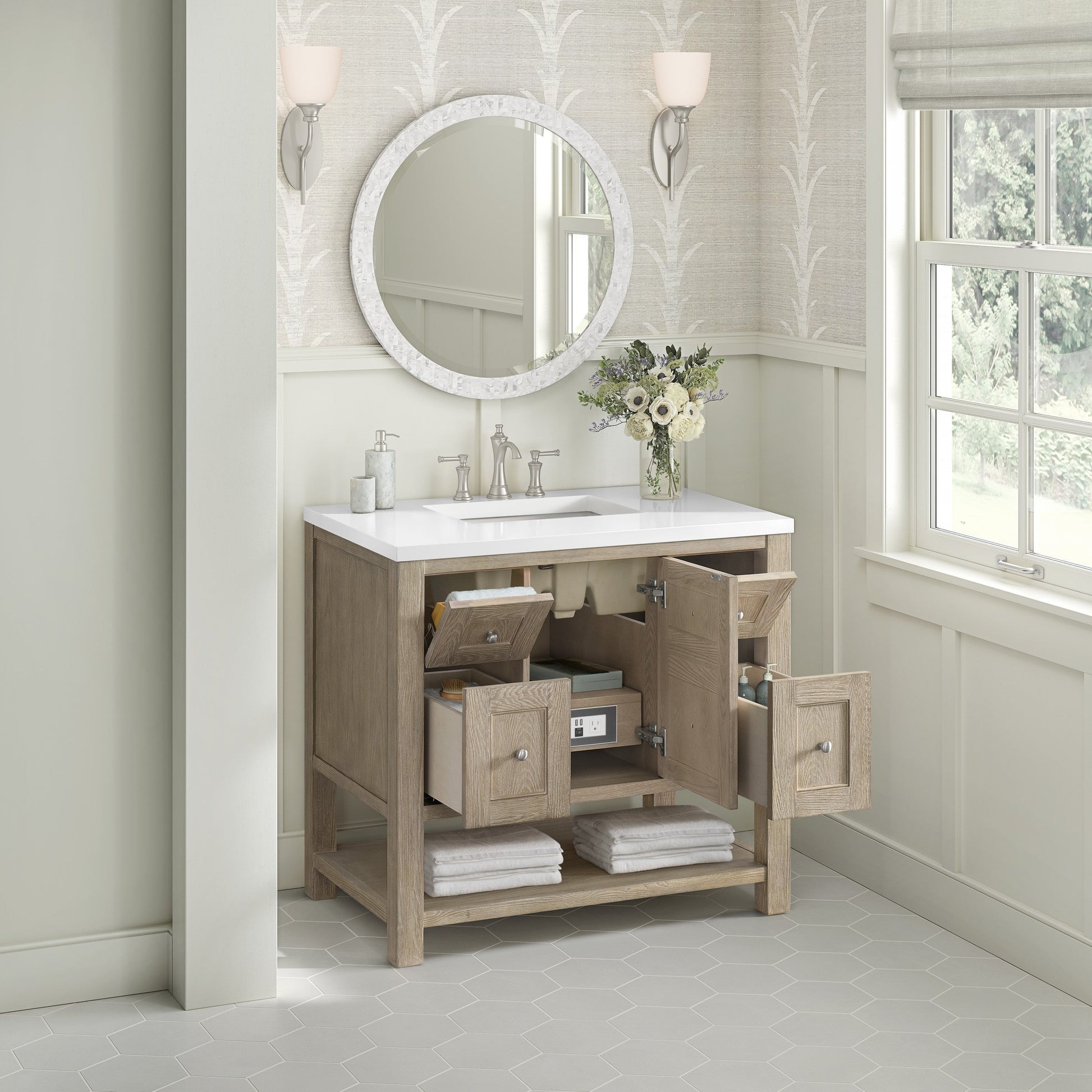 Whitewashed Oak / White Zeus - 3 Faucet Holes