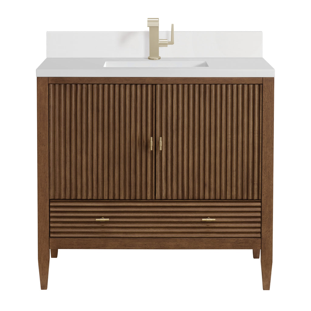 Mid-Century Walnut / White Zeus - 1 Faucet Hole