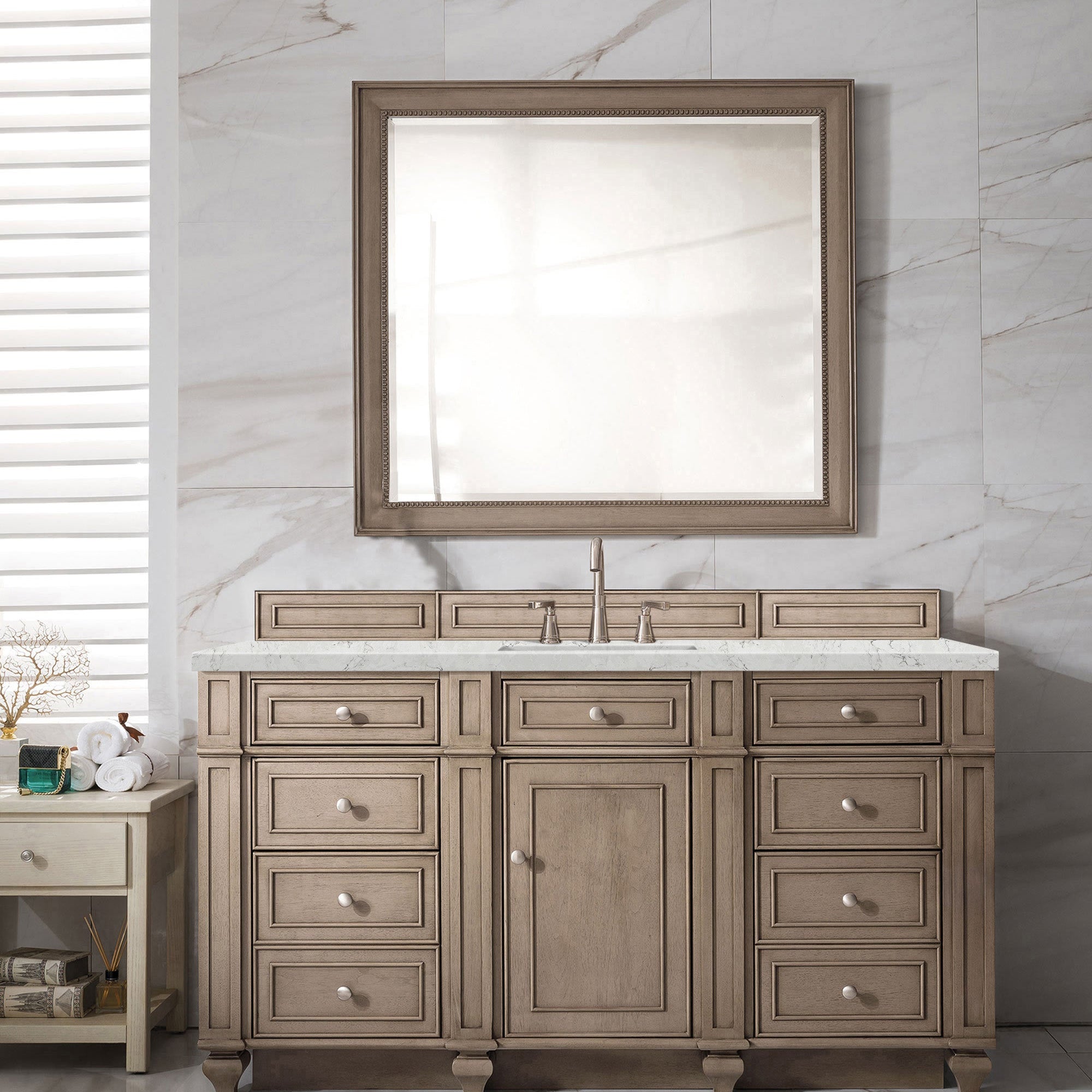 Whitewashed Walnut / Eternal Jasmine Pearl - 3 Faucet Holes