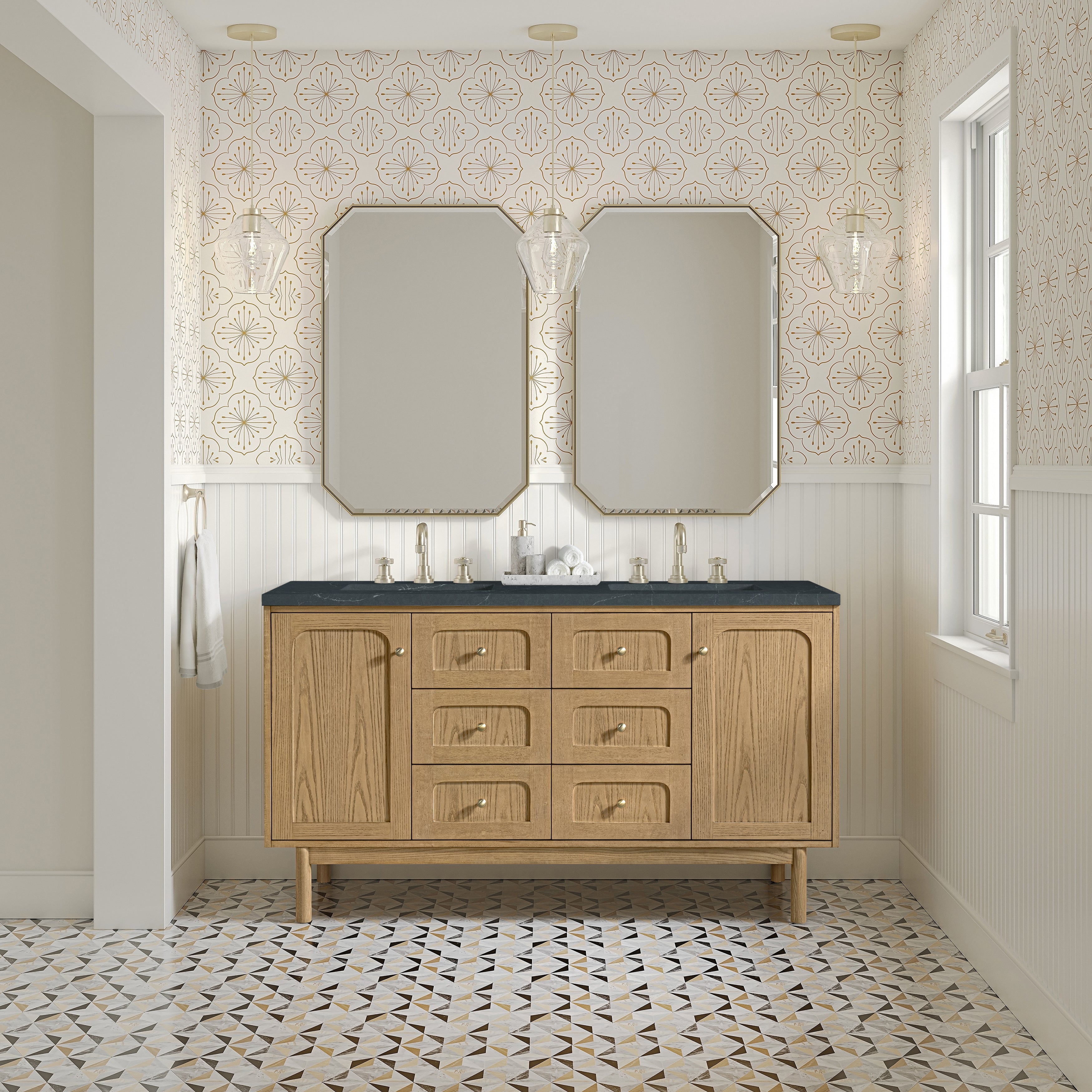 Light Natural Oak / Charcoal Soapstone - 3 Faucet Holes