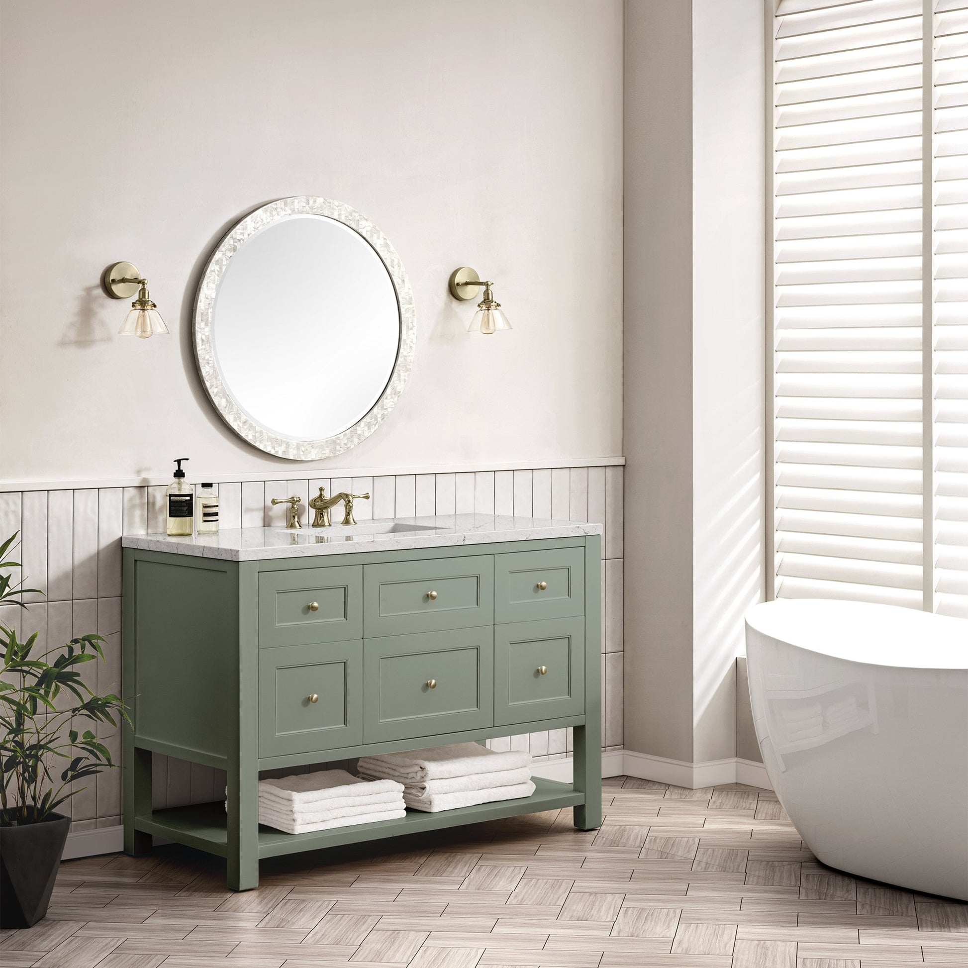 Smokey Celadon / White Zeus - 3 Faucet Holes