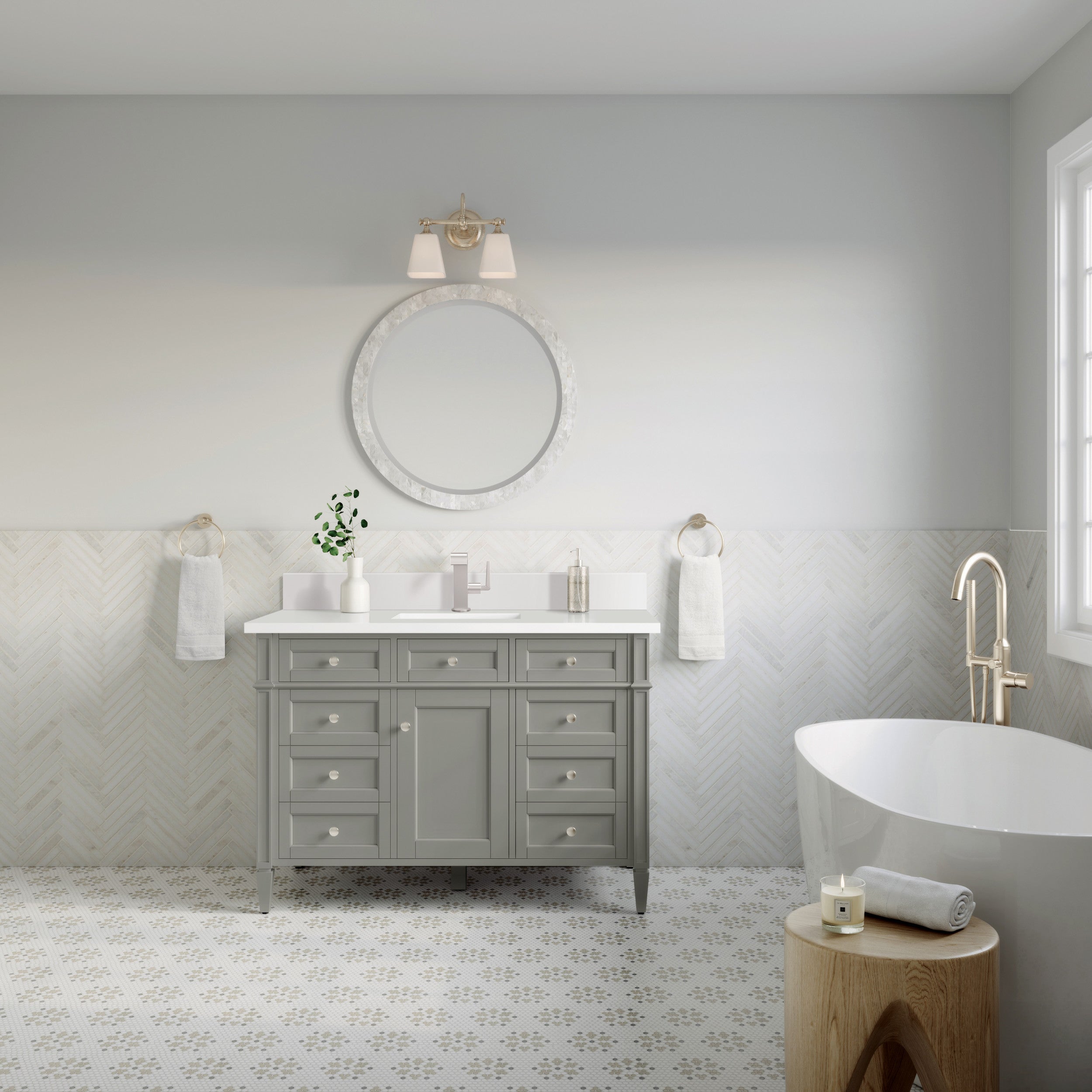Urban Gray / White Zeus - 1 Faucet Hole