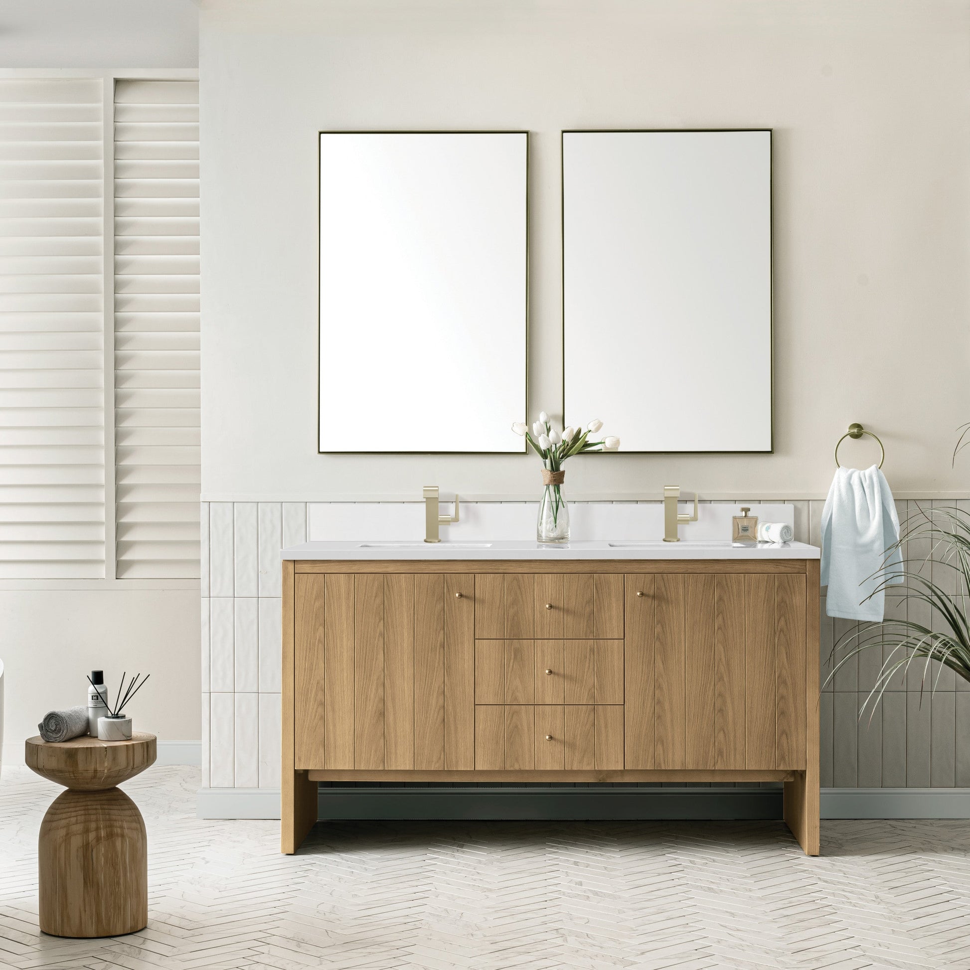 Light Natural Oak / White Zeus - 1 Faucet Hole