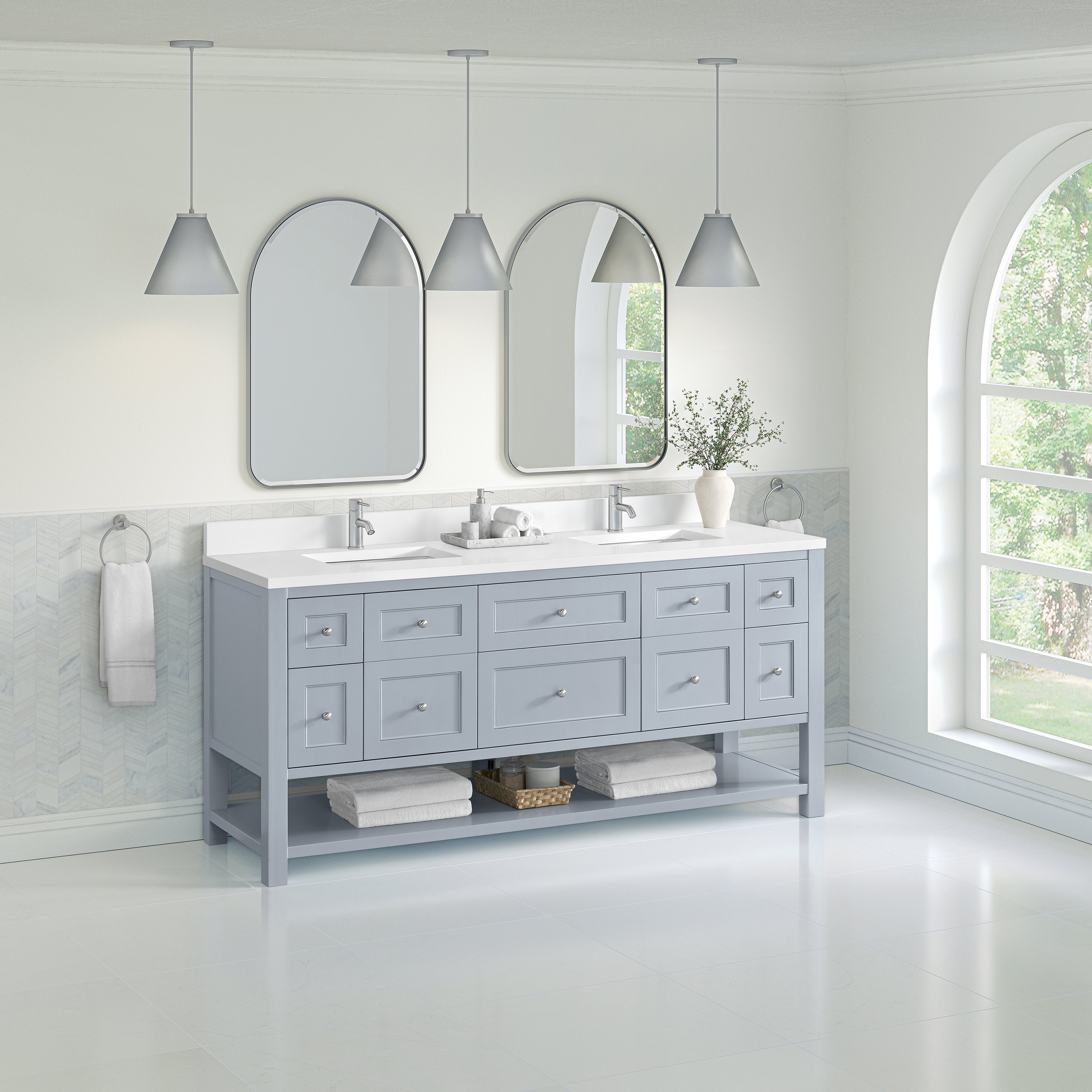 Serenity Blue / White Zeus - 2 Faucet Hole