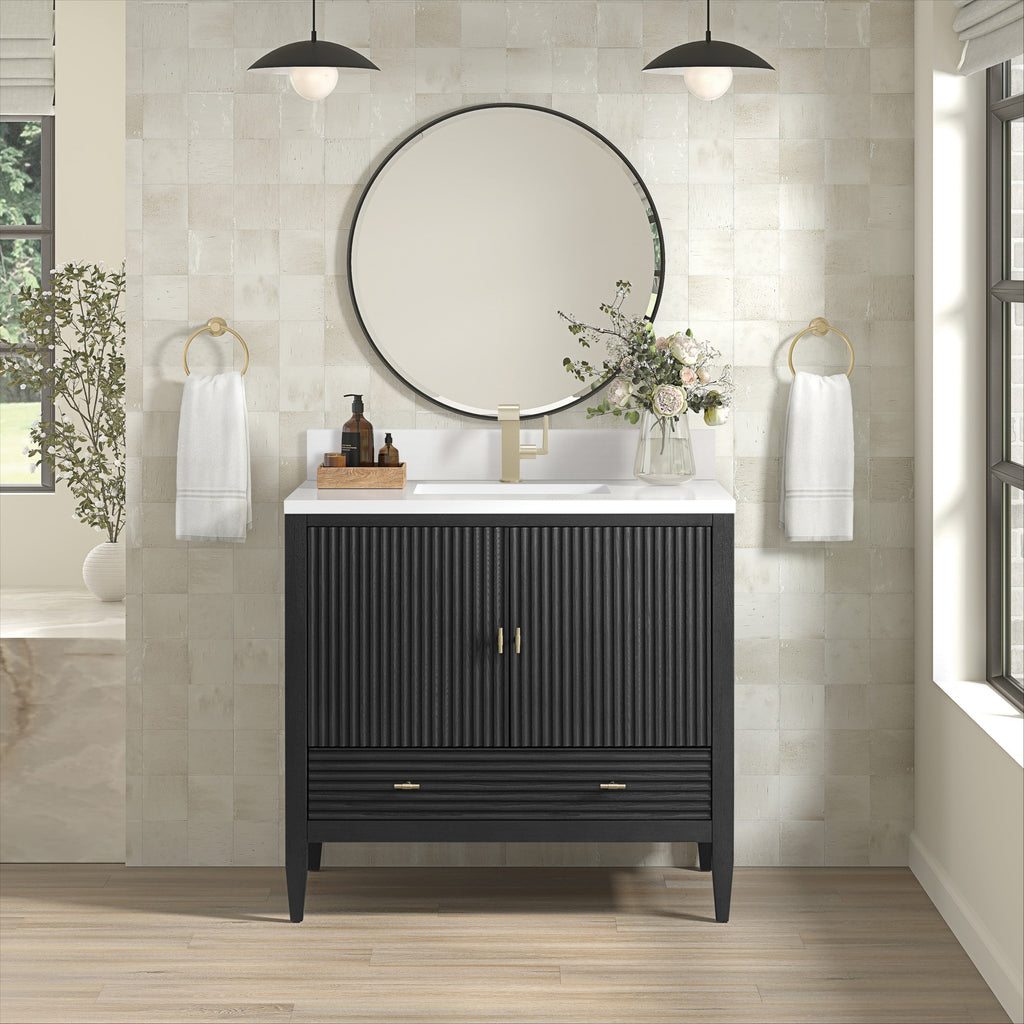 Carbon Oak / White Zeus - 1 Faucet Hole