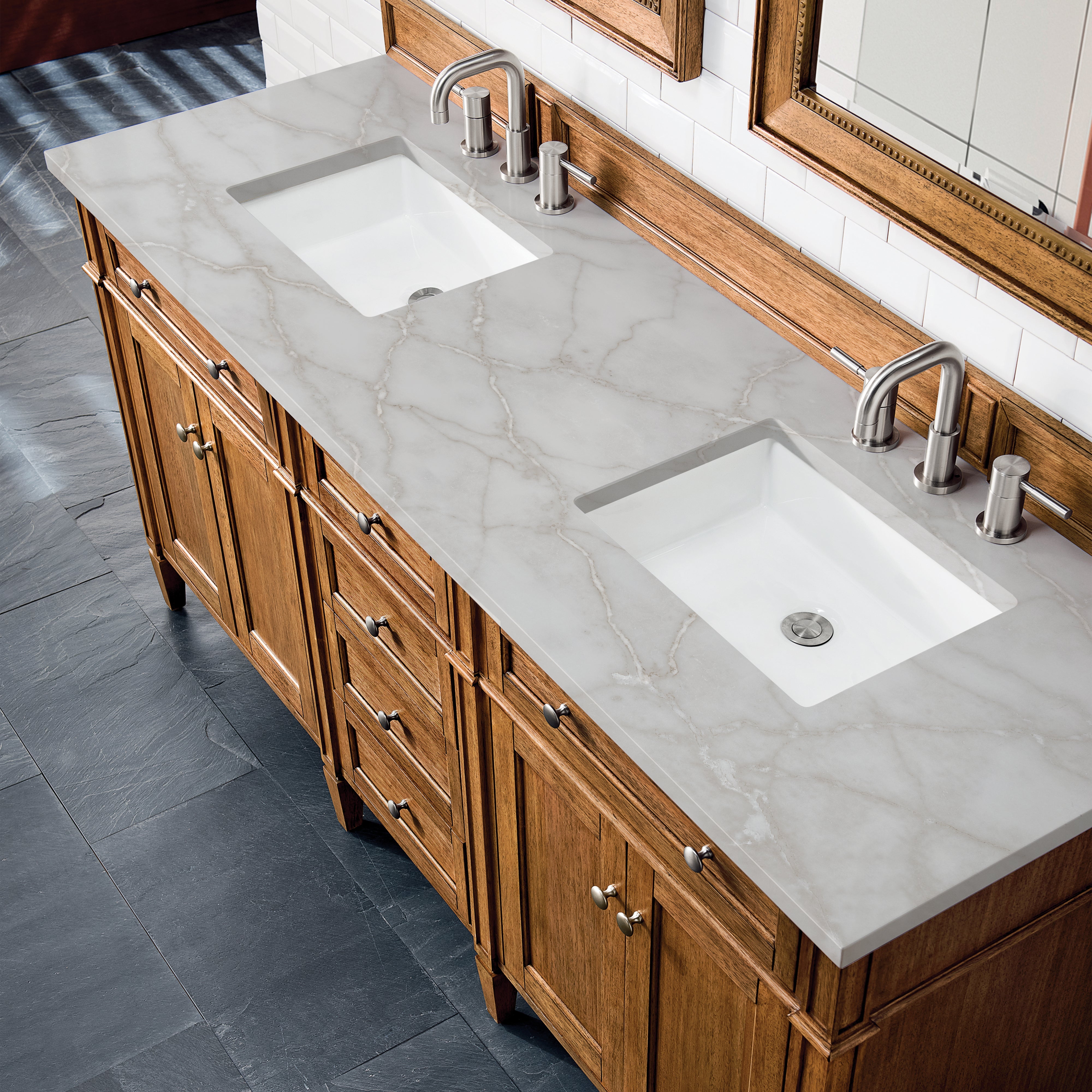 Saddle Brown / Victorian Silver - 3 Faucet Holes
