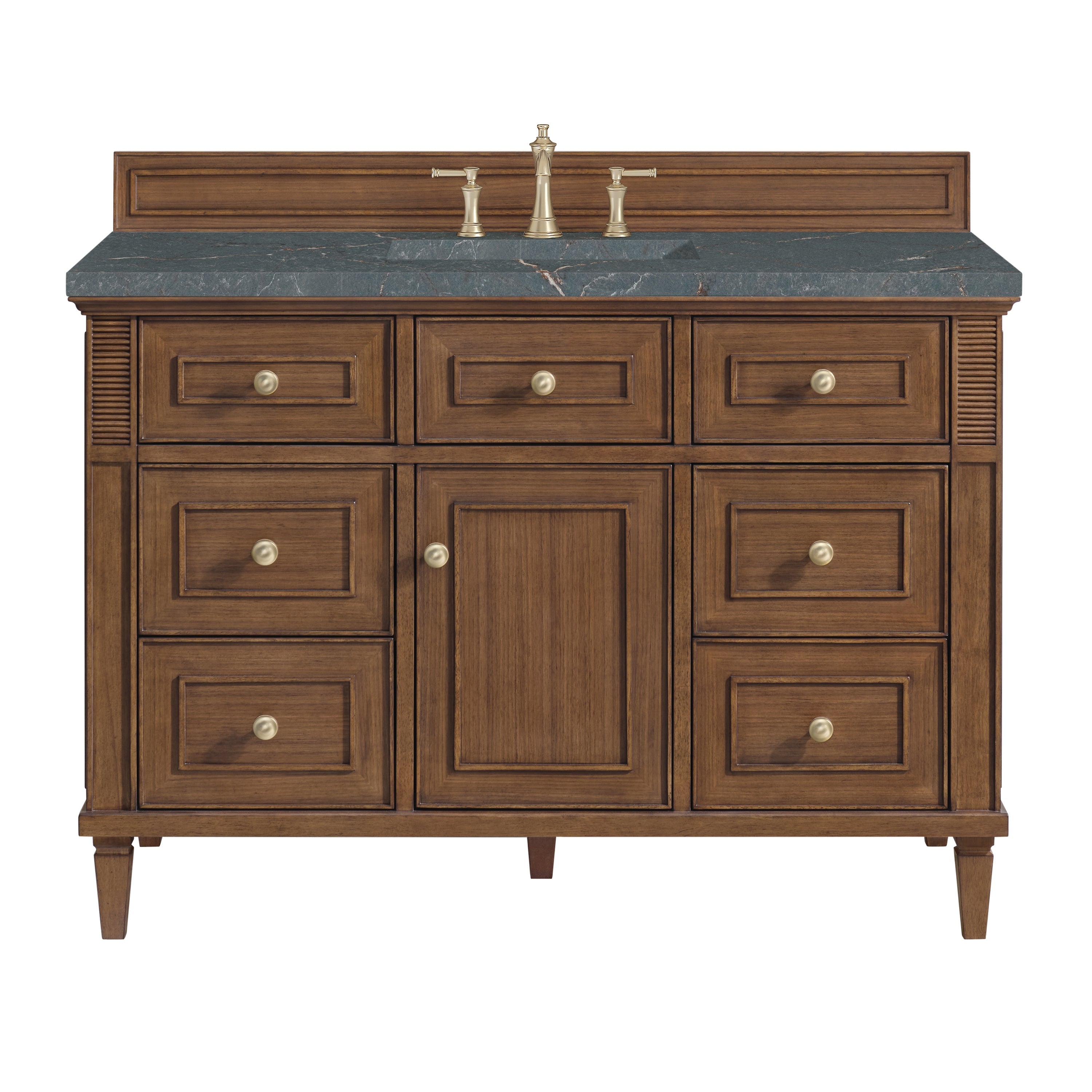 Mid-Century Walnut / Parisien Bleu - 3 Faucet Holes