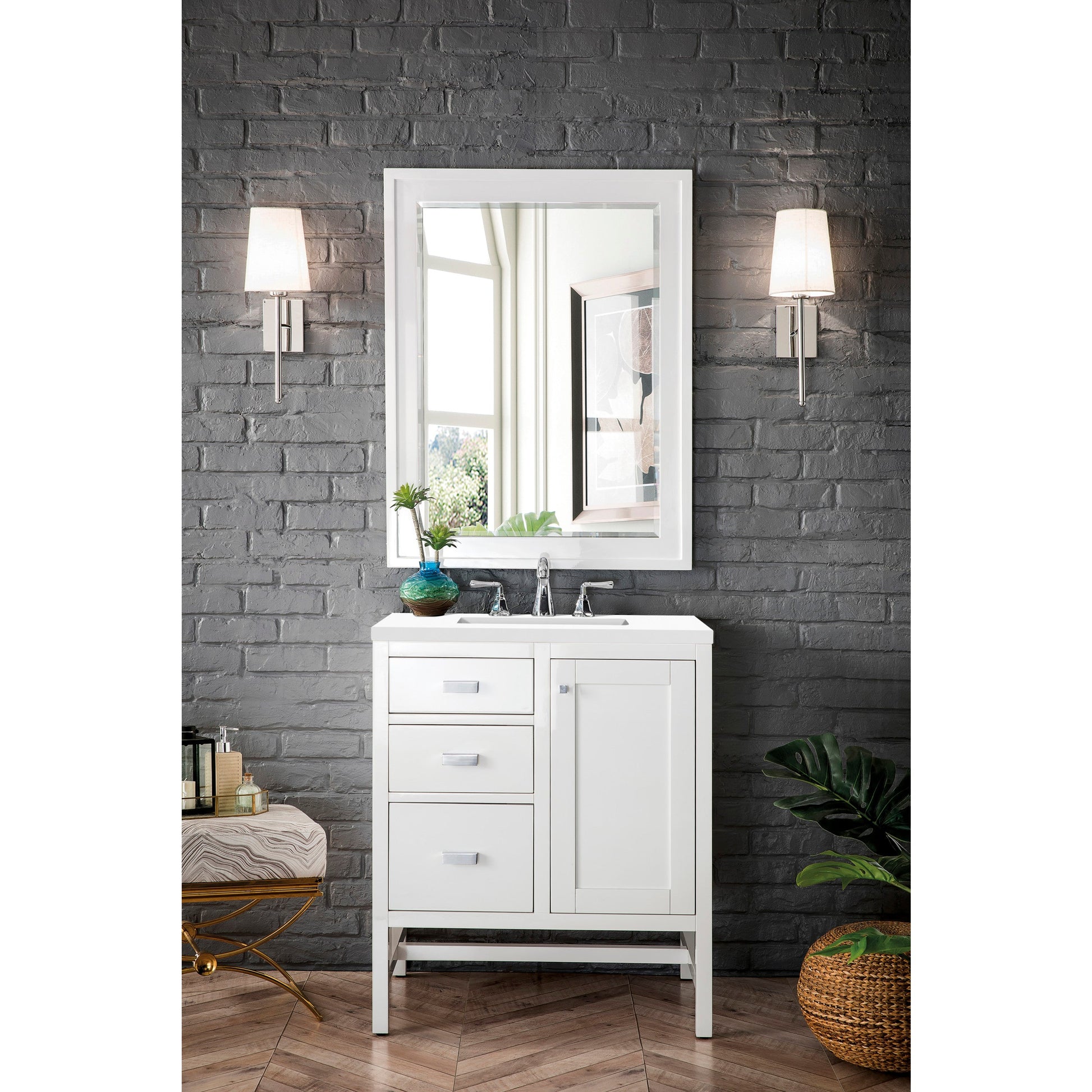 Glossy White / White Zeus - 3 Faucet Holes