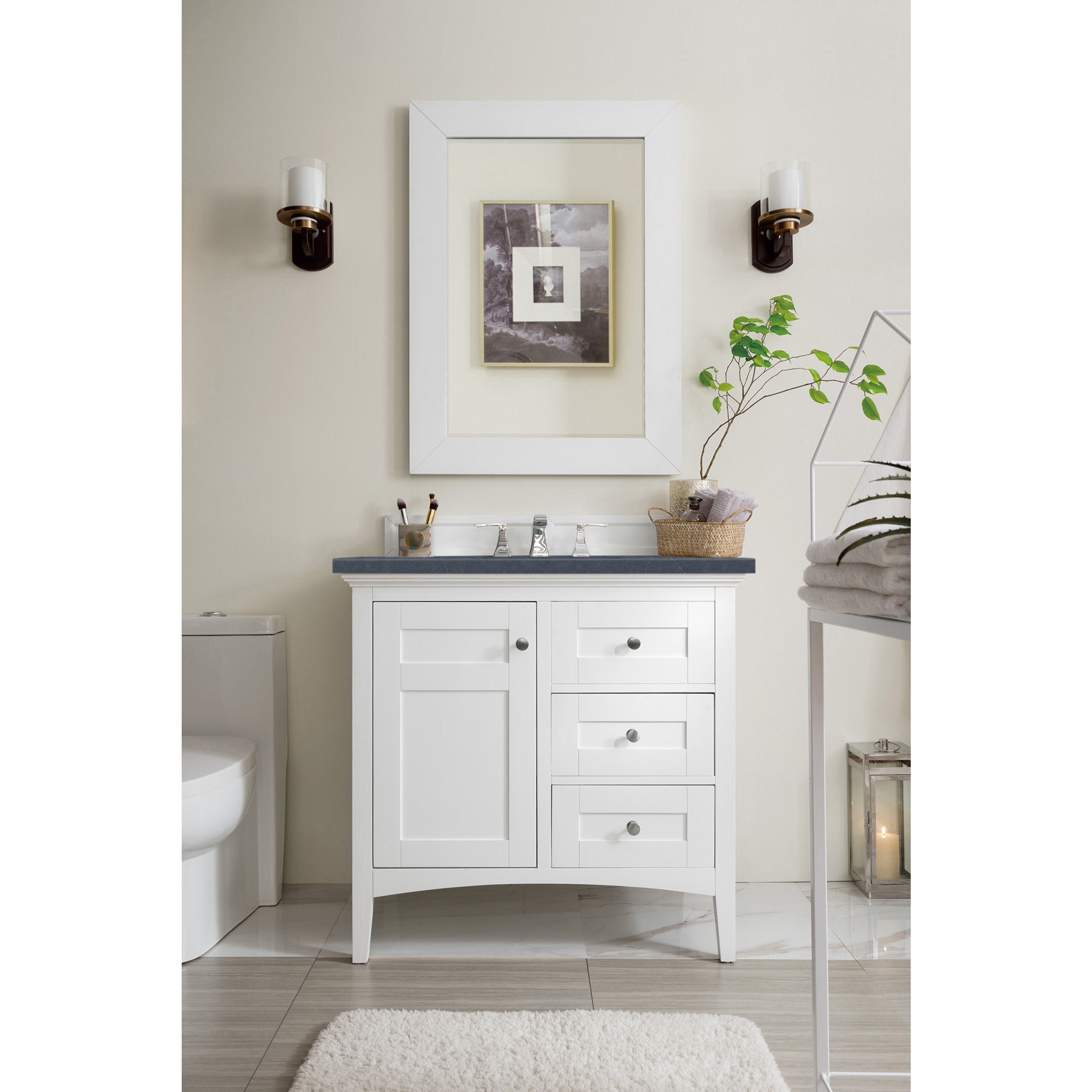 Bright White / Charcoal Soapstone - 3 Faucet Holes