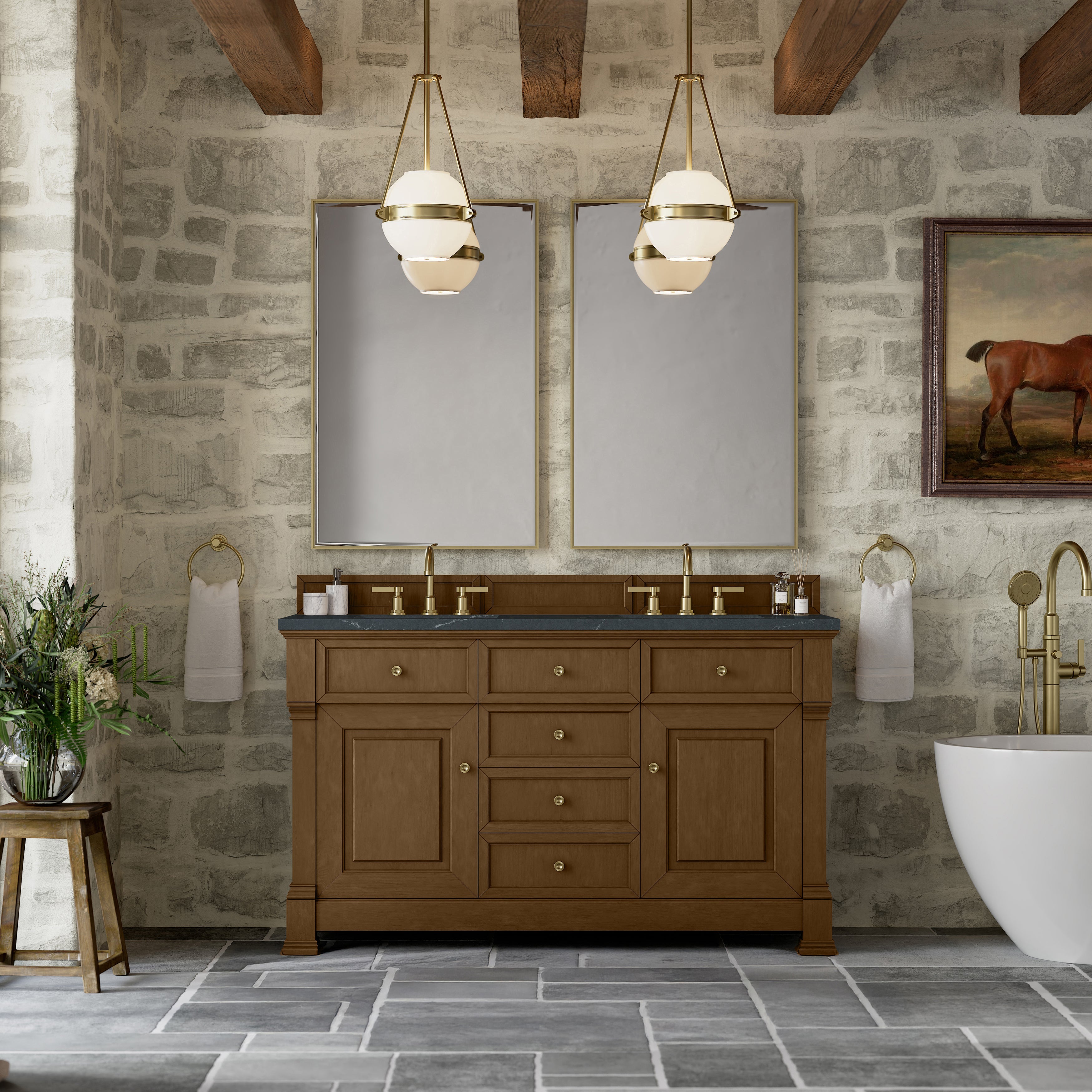 Honey Oak / Charcoal Soapstone - 3 Faucet Holes