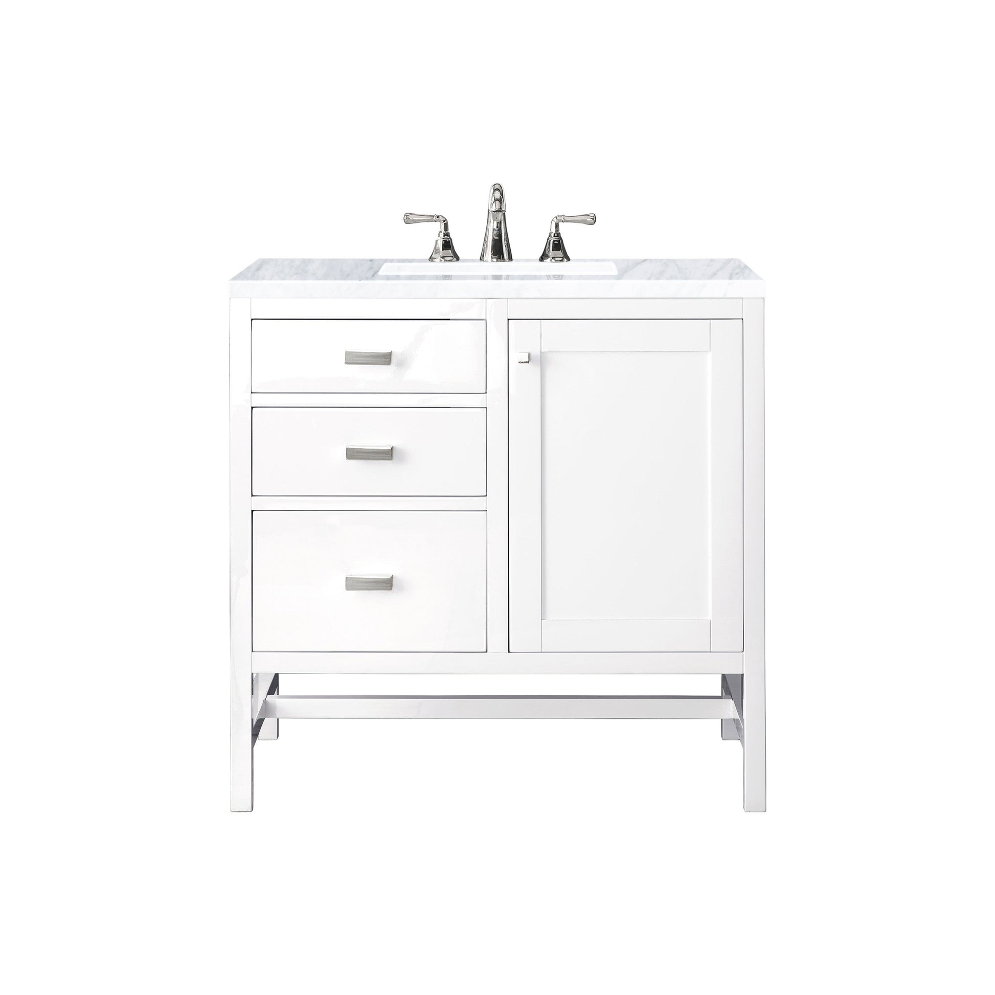 Glossy White / Carrara White - 3 Faucet Holes