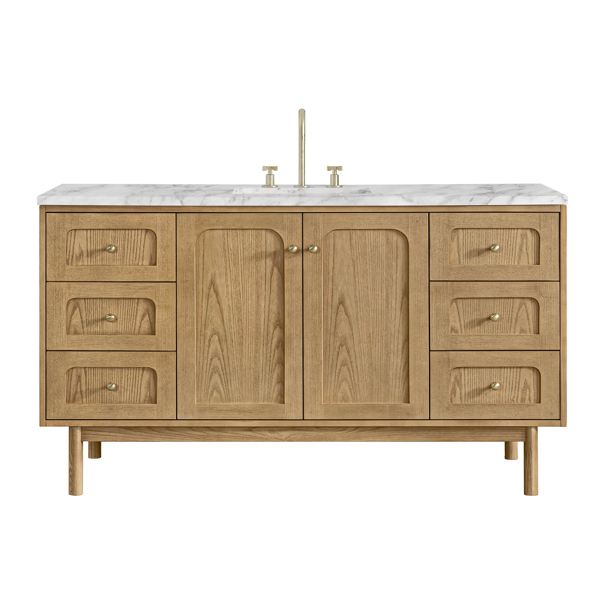 Light Natural Oak / Carrara White - 3 Faucet Holes
