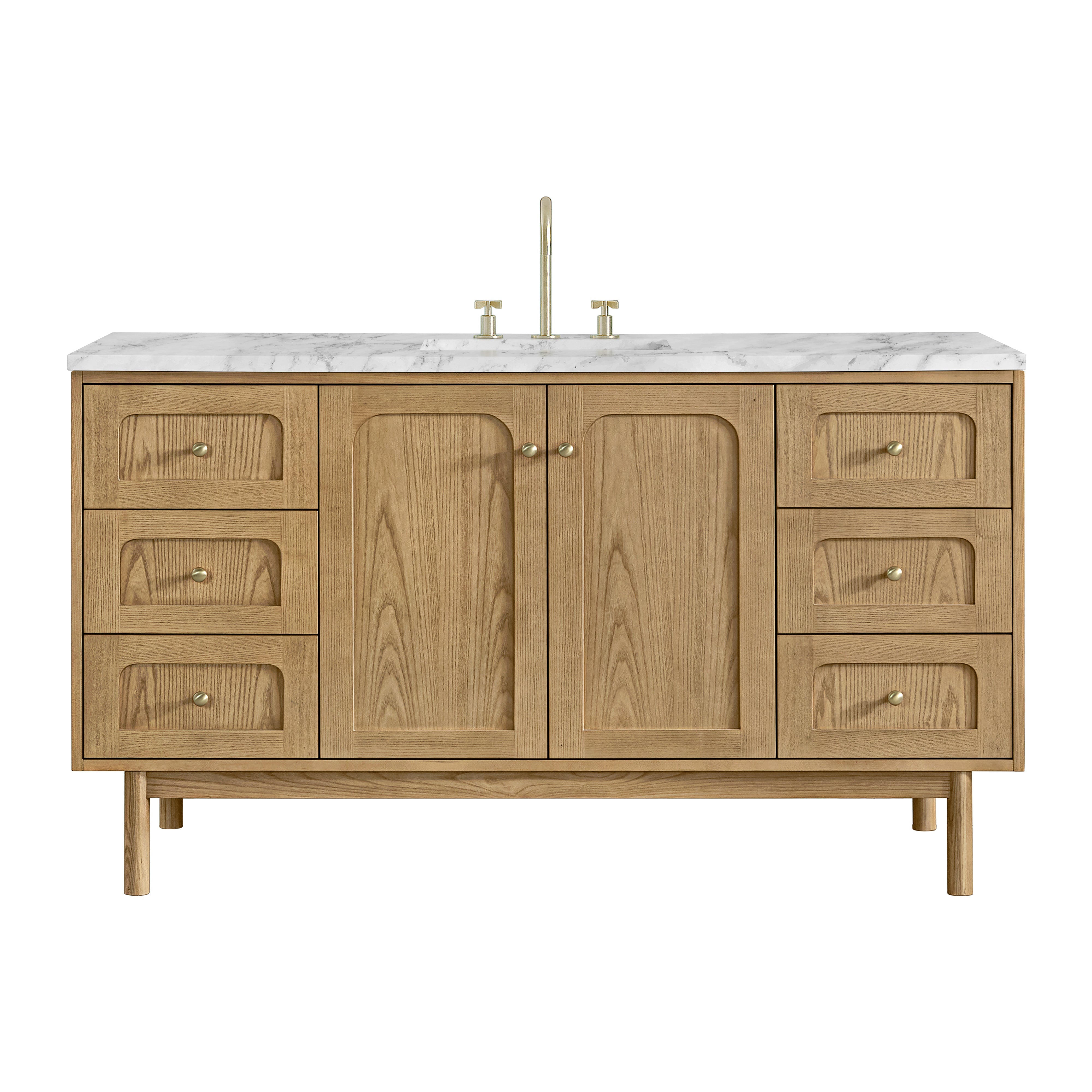 Light Natural Oak / Carrara White - 3 Faucet Holes