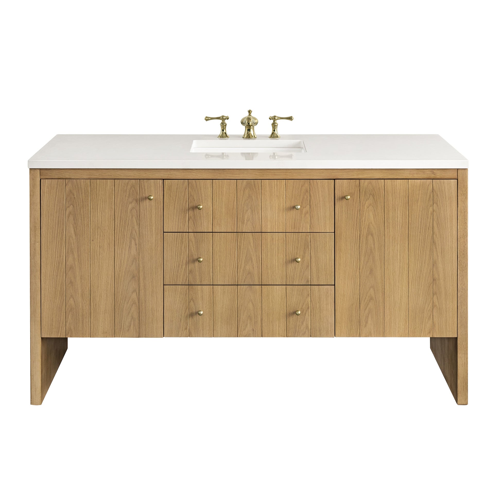 Light Natural Oak / White Zeus - 3 Faucet Holes