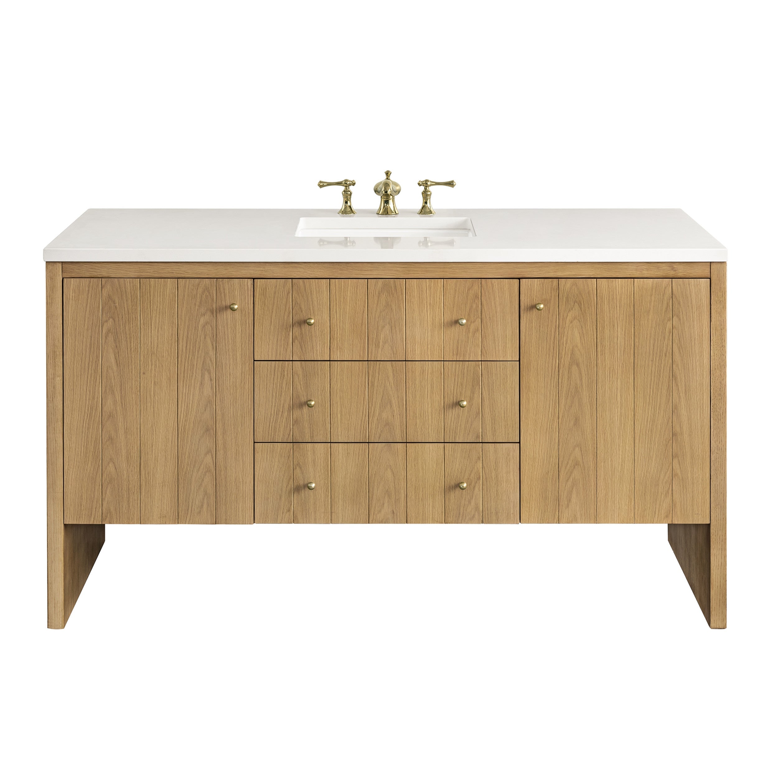Light Natural Oak / White Zeus - 3 Faucet Holes