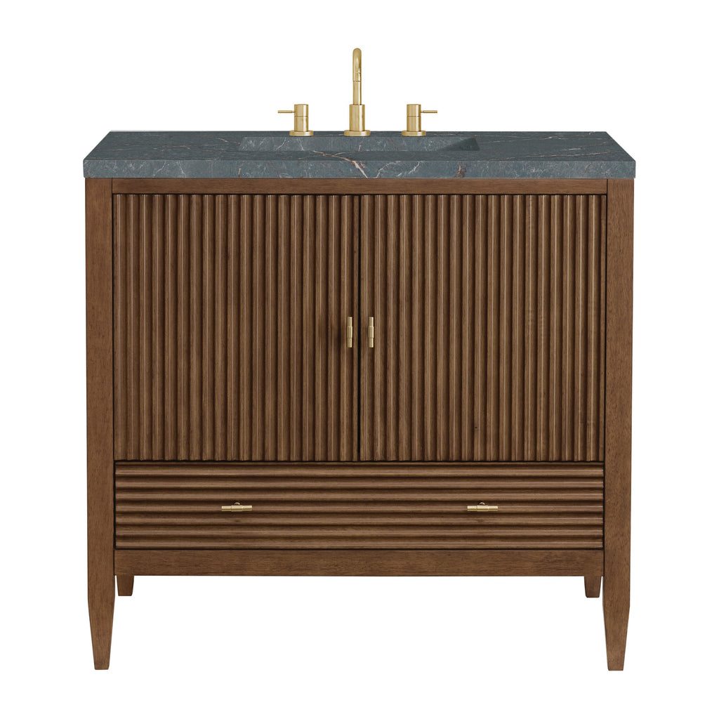 Mid-Century Walnut / Parisien Bleu - 3 Faucet Holes
