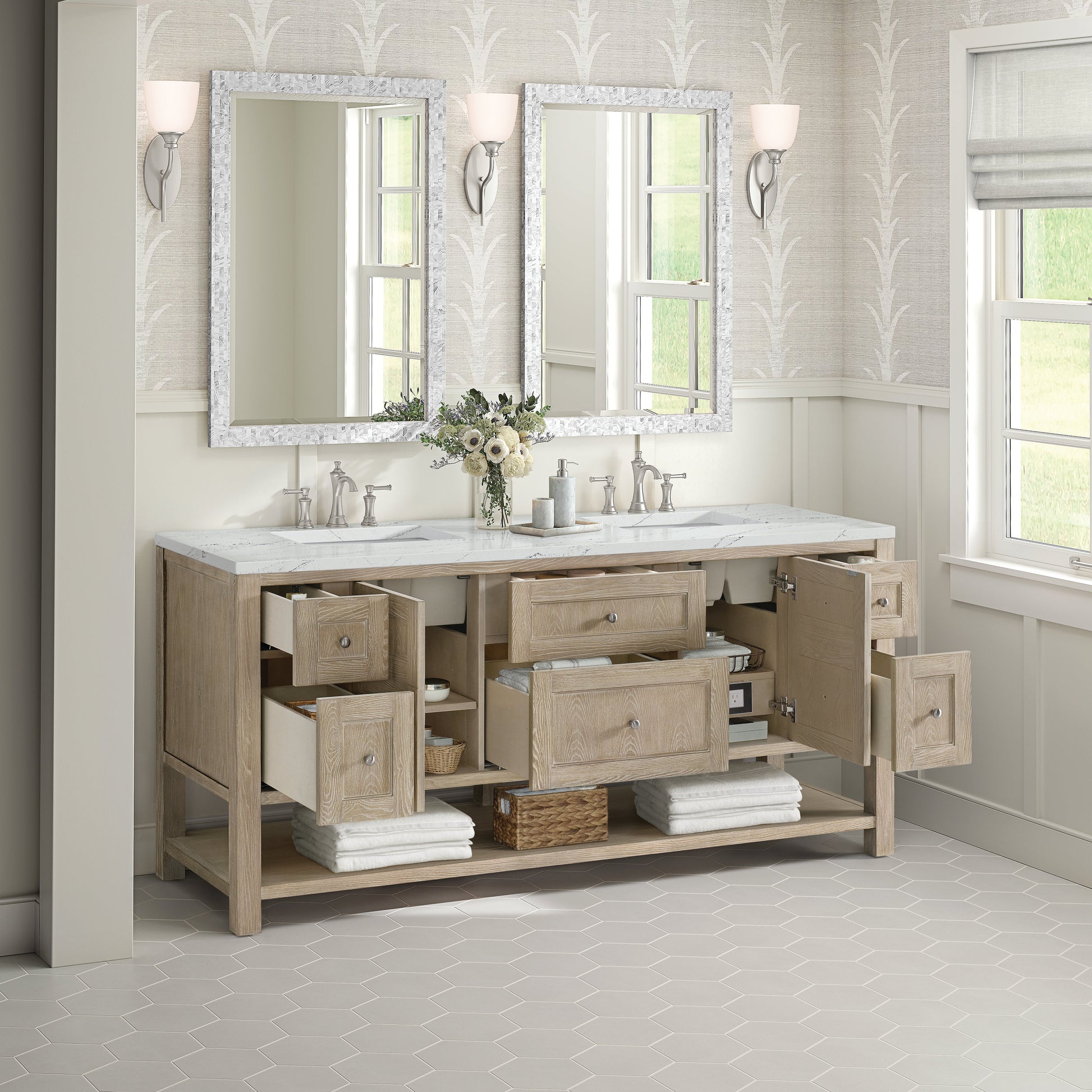 Whitewashed Oak / Ethereal Noctis - 3 Faucet Holes