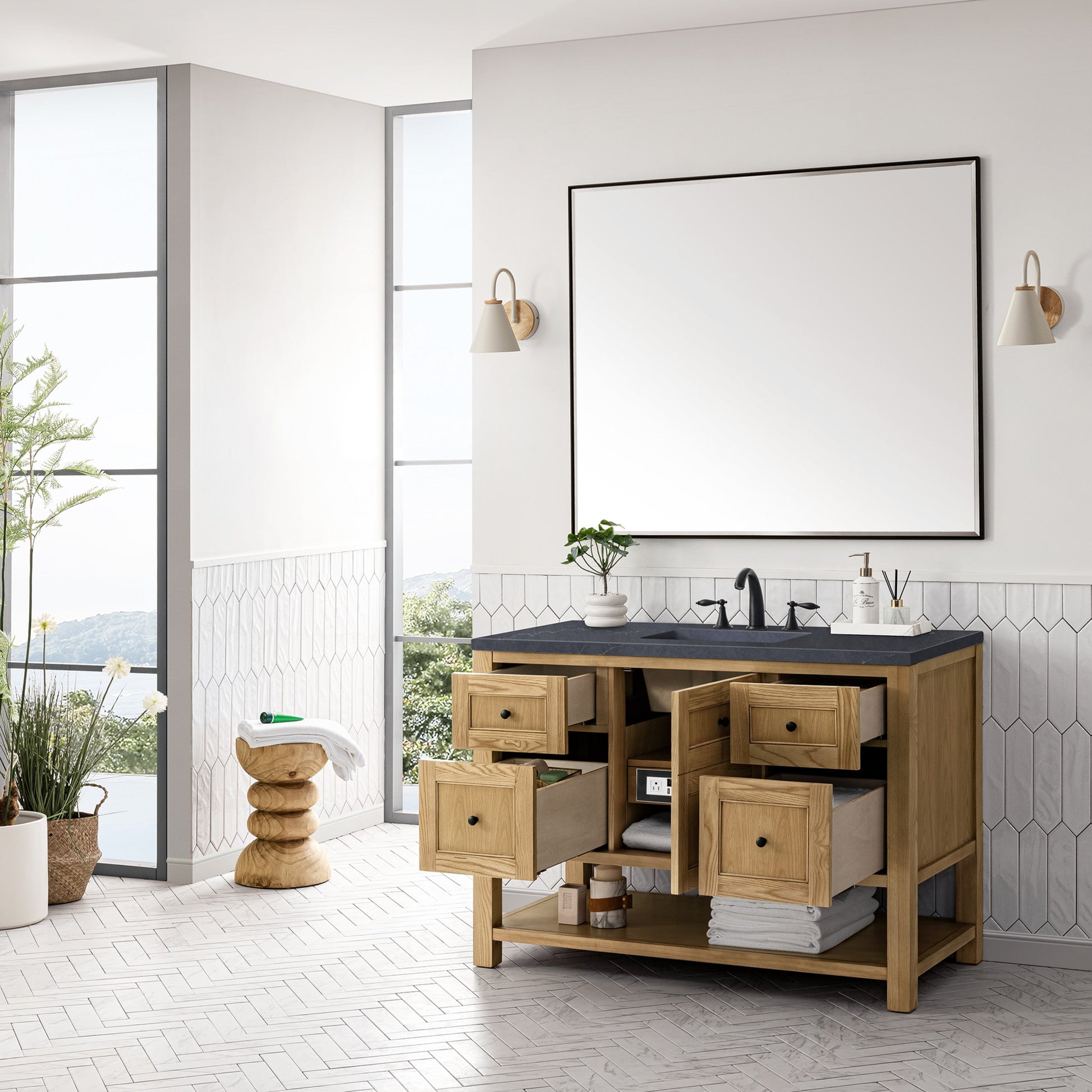 Light Natural Oak / Charcoal Soapstone - 3 Faucet Holes