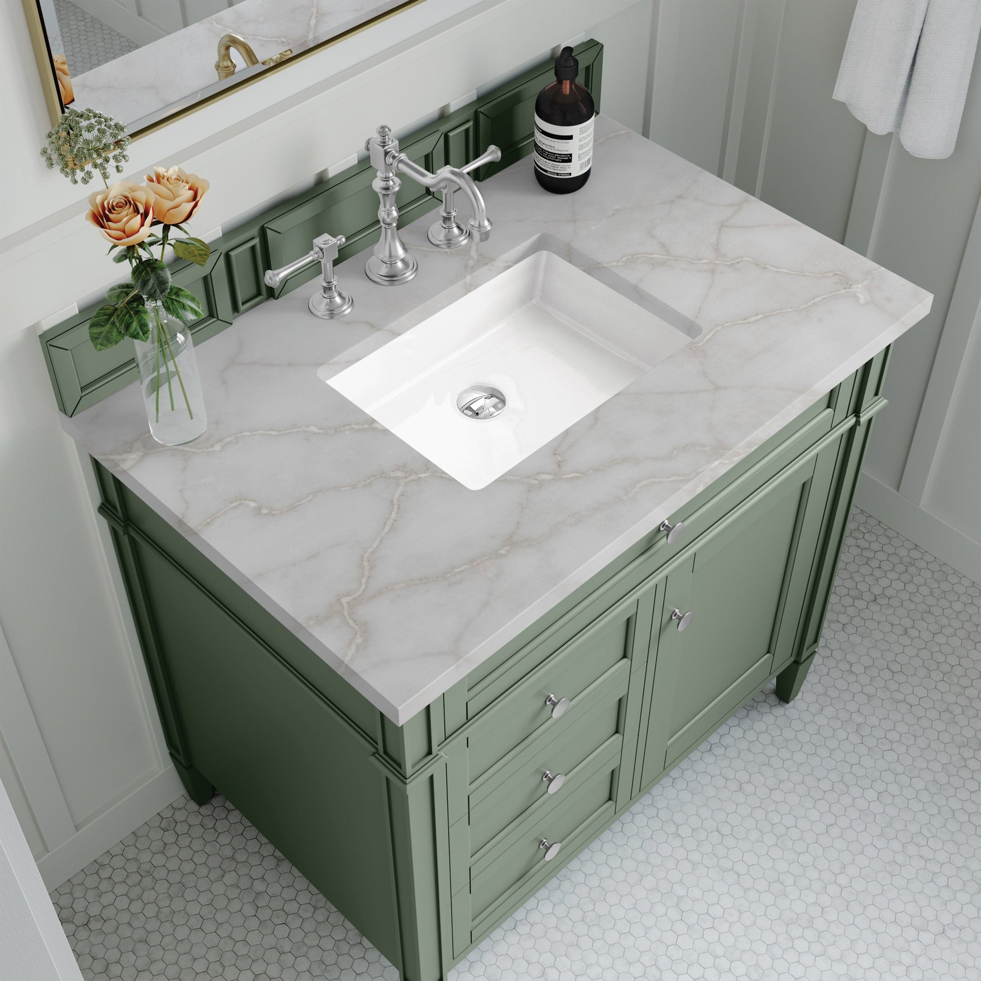 Smokey Celadon / Victorian Silver - 3 Faucet Holes