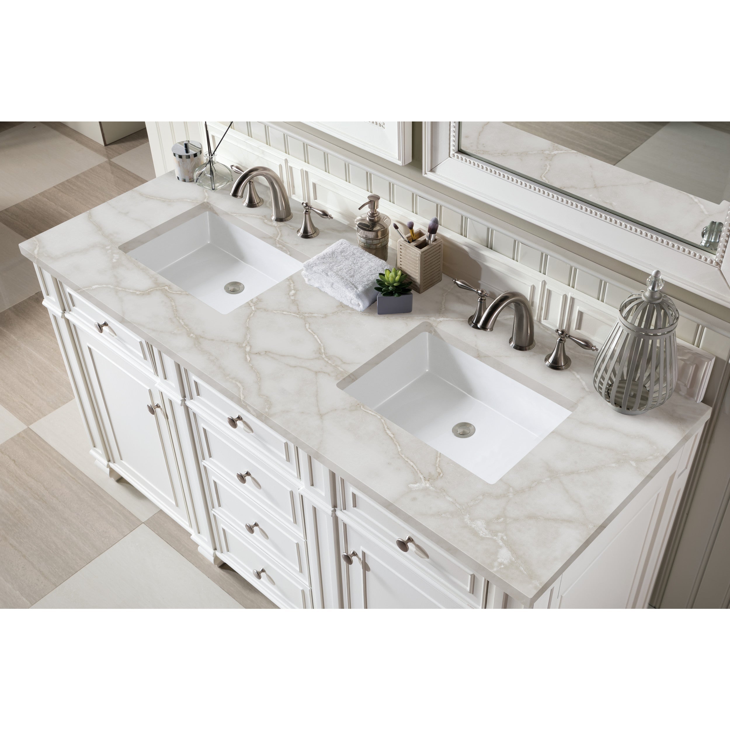 Bright White / Victorian Silver - 3 Faucet Holes