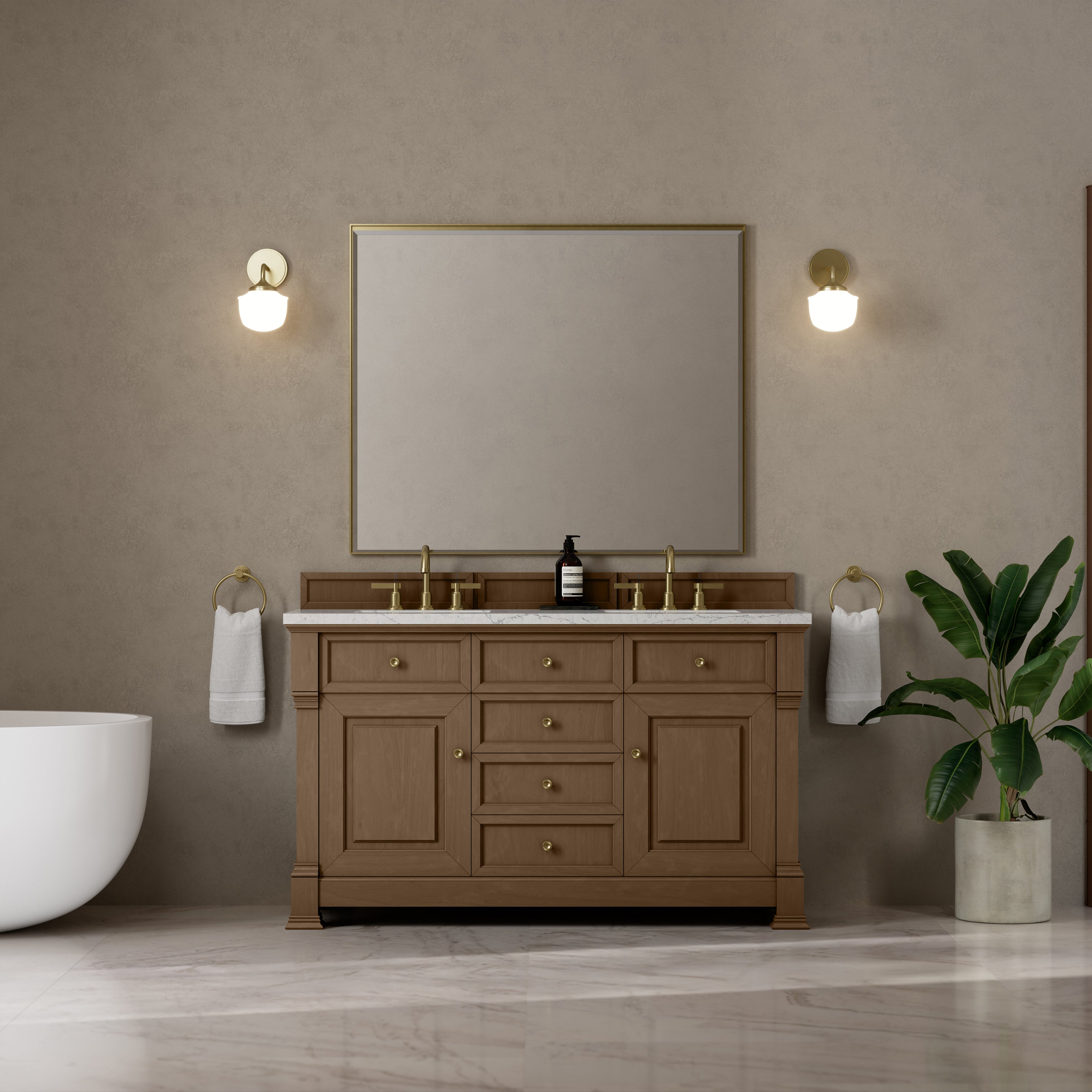 Pecan / Eternal Jasmine Pearl - 3 Faucet Holes