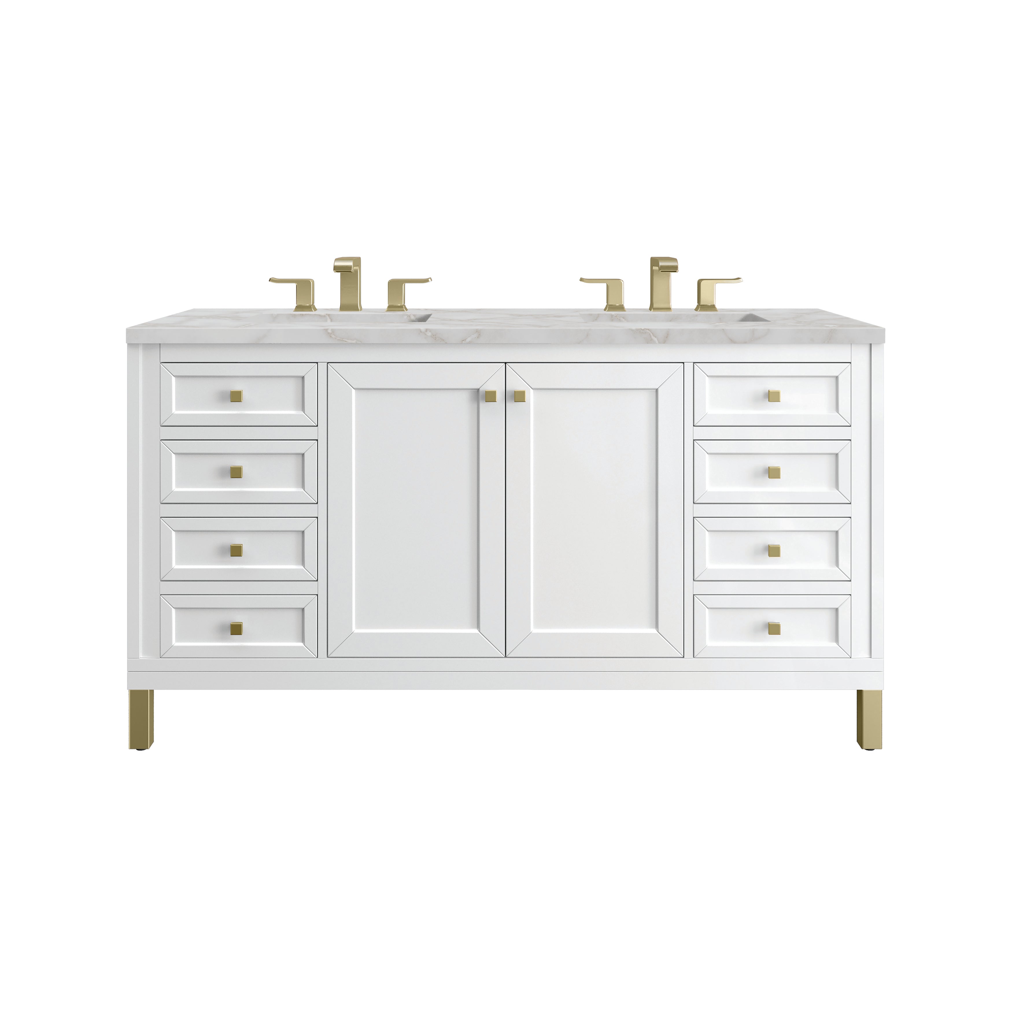 Glossy White / Victorian Silver - 3 Faucet Holes