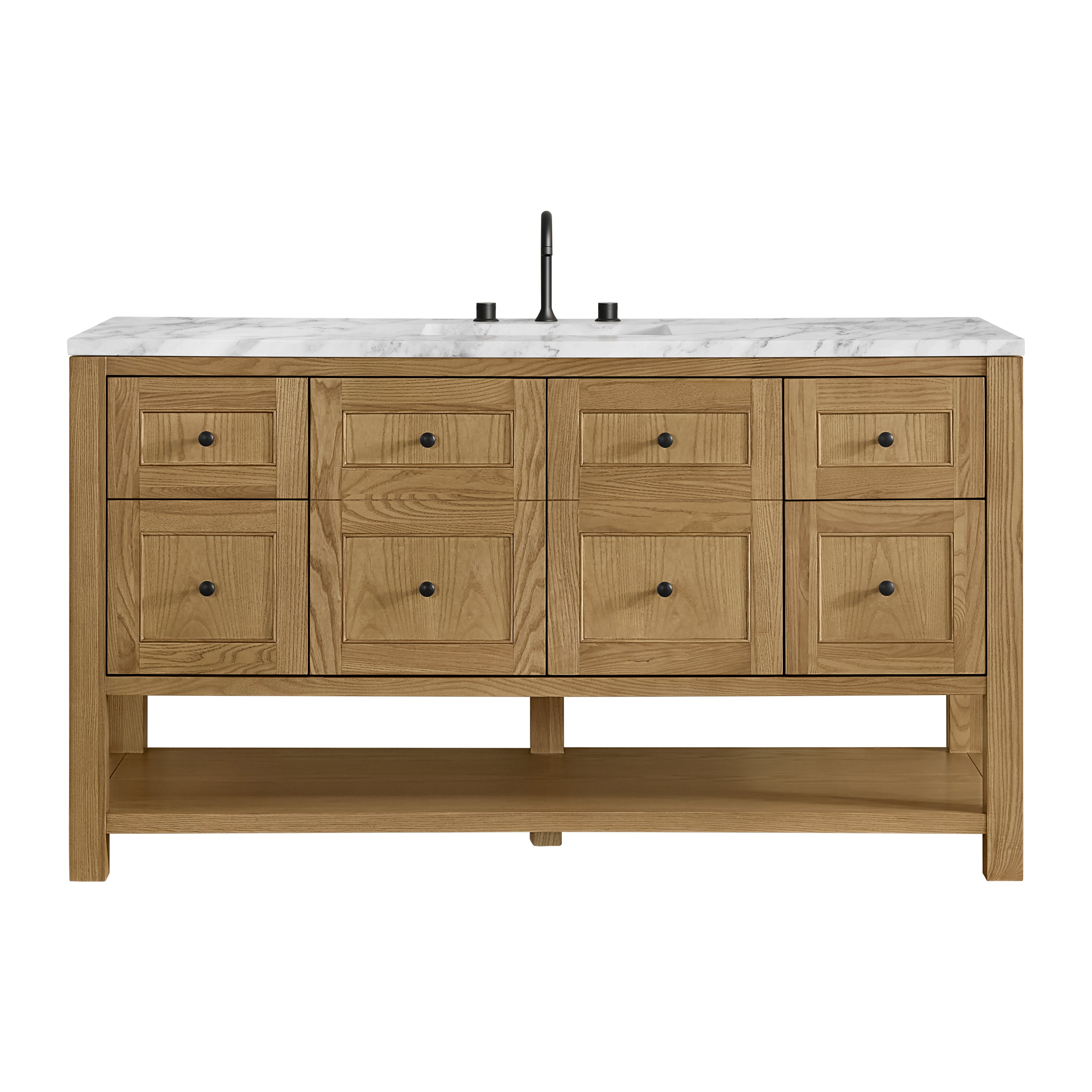 Light Natural Oak / Carrara White - 3 Faucet Holes