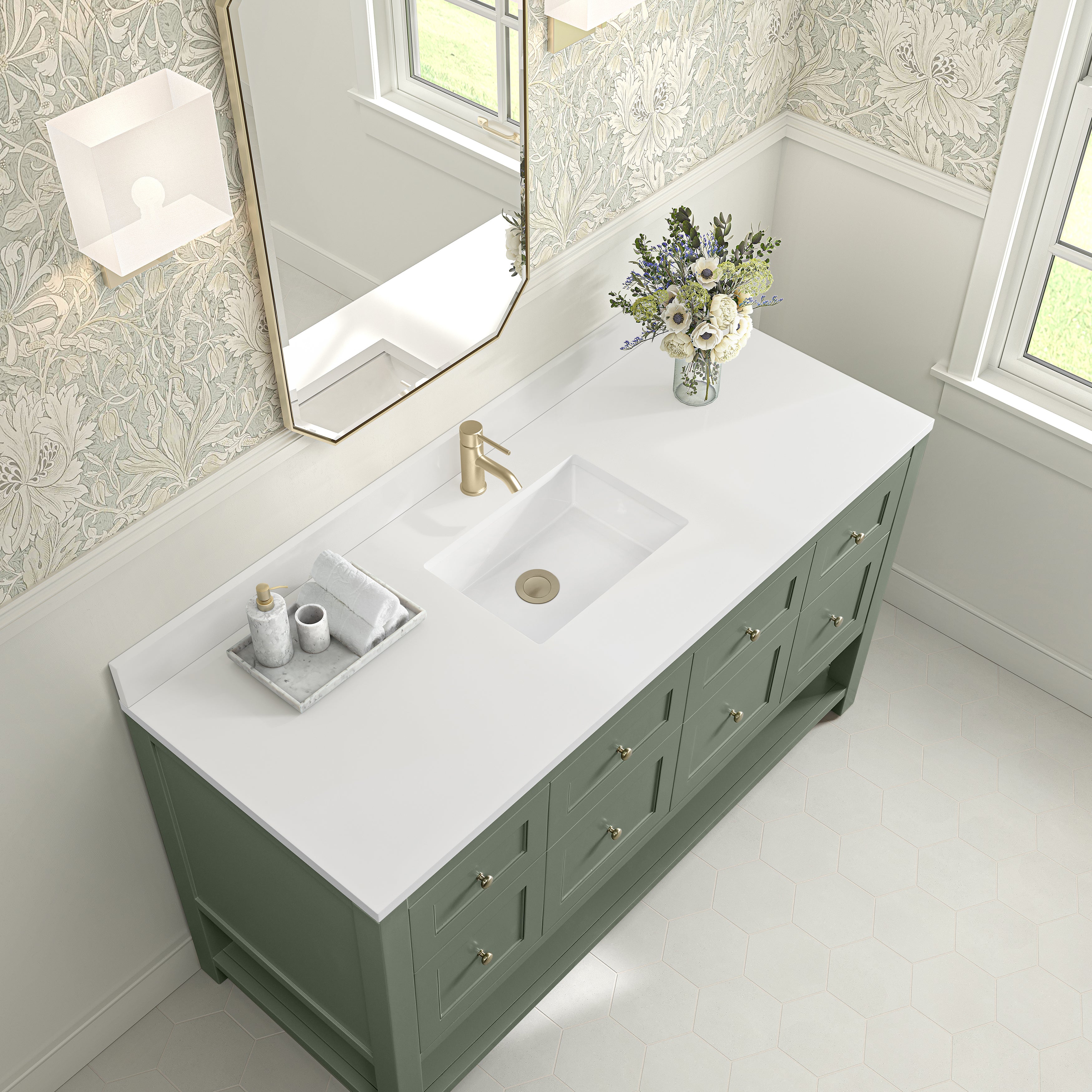 Smokey Celadon / White Zeus - 1 Faucet Hole