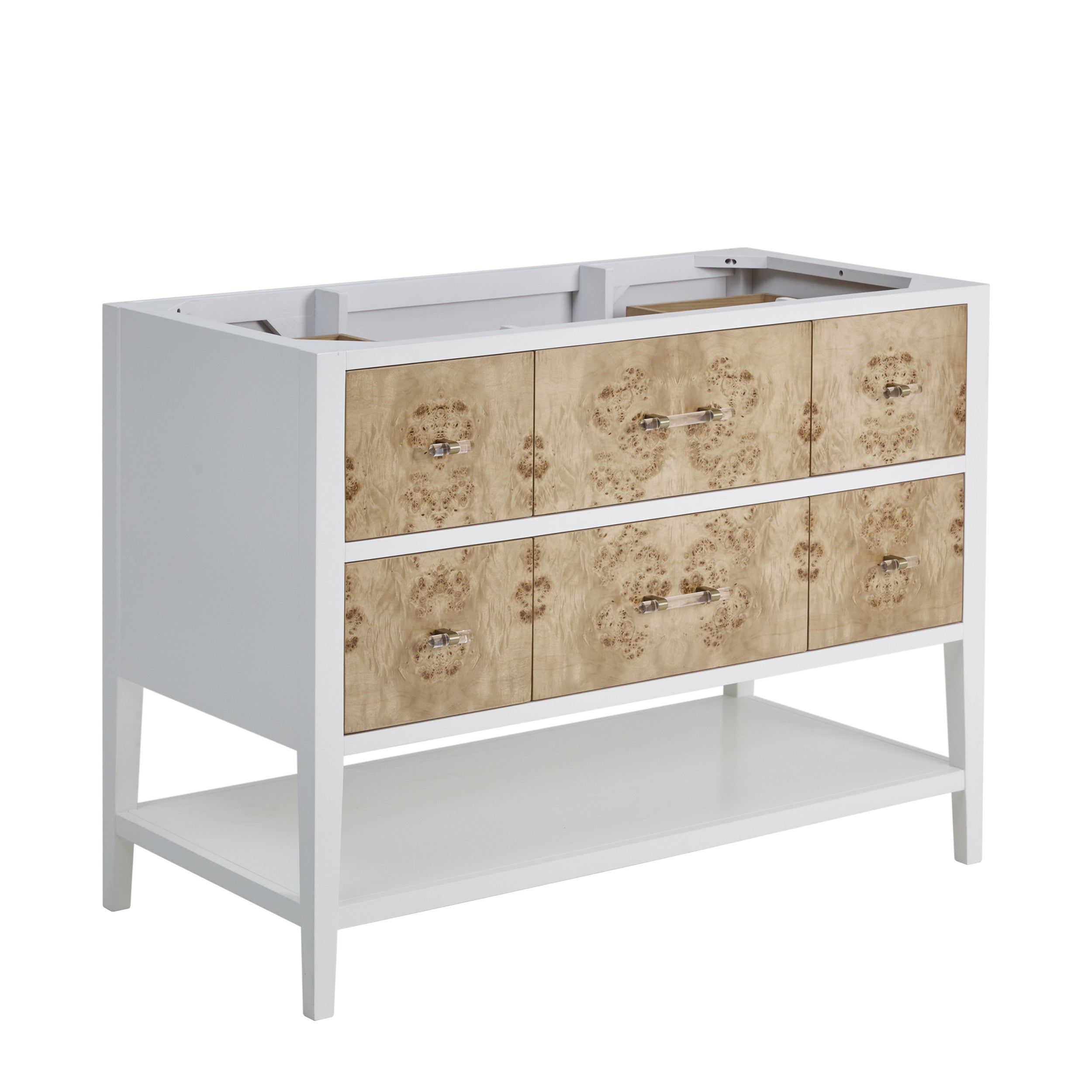 Polished White and Light Mappa Burl / White Zeus - 3 Faucet Holes