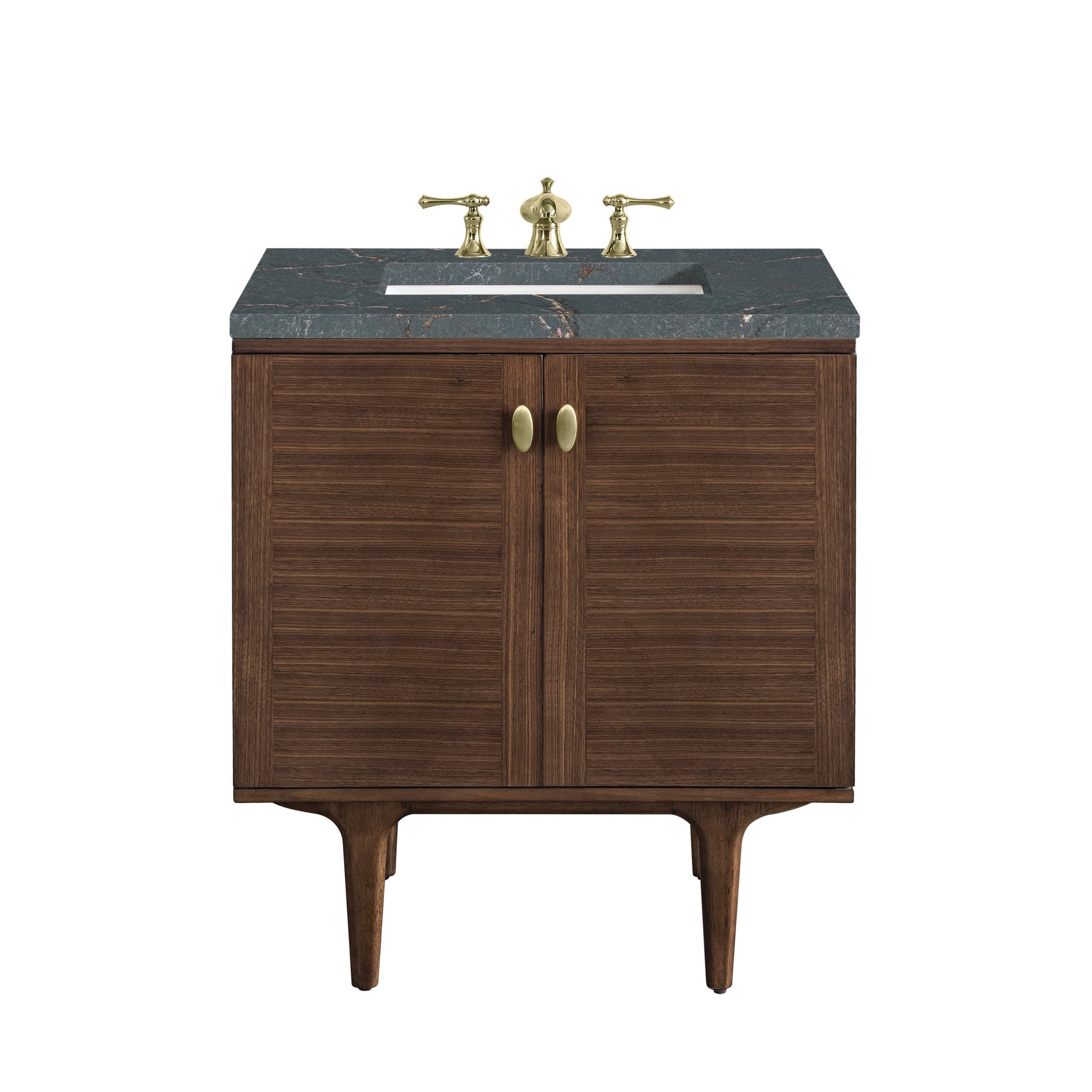 Mid-Century Walnut / Parisien Bleu - 3 Faucet Holes