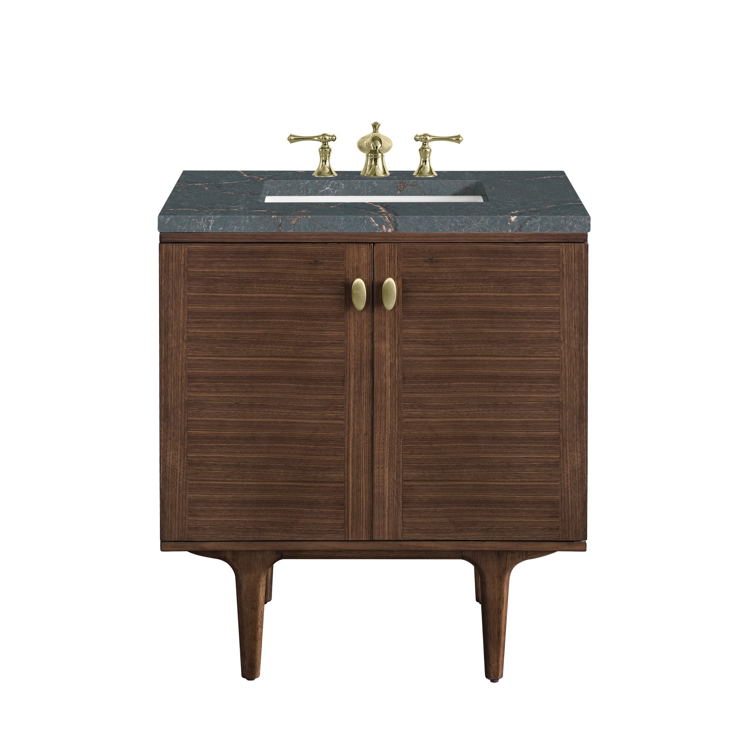 Mid-Century Walnut / Parisien Bleu - 3 Faucet Holes