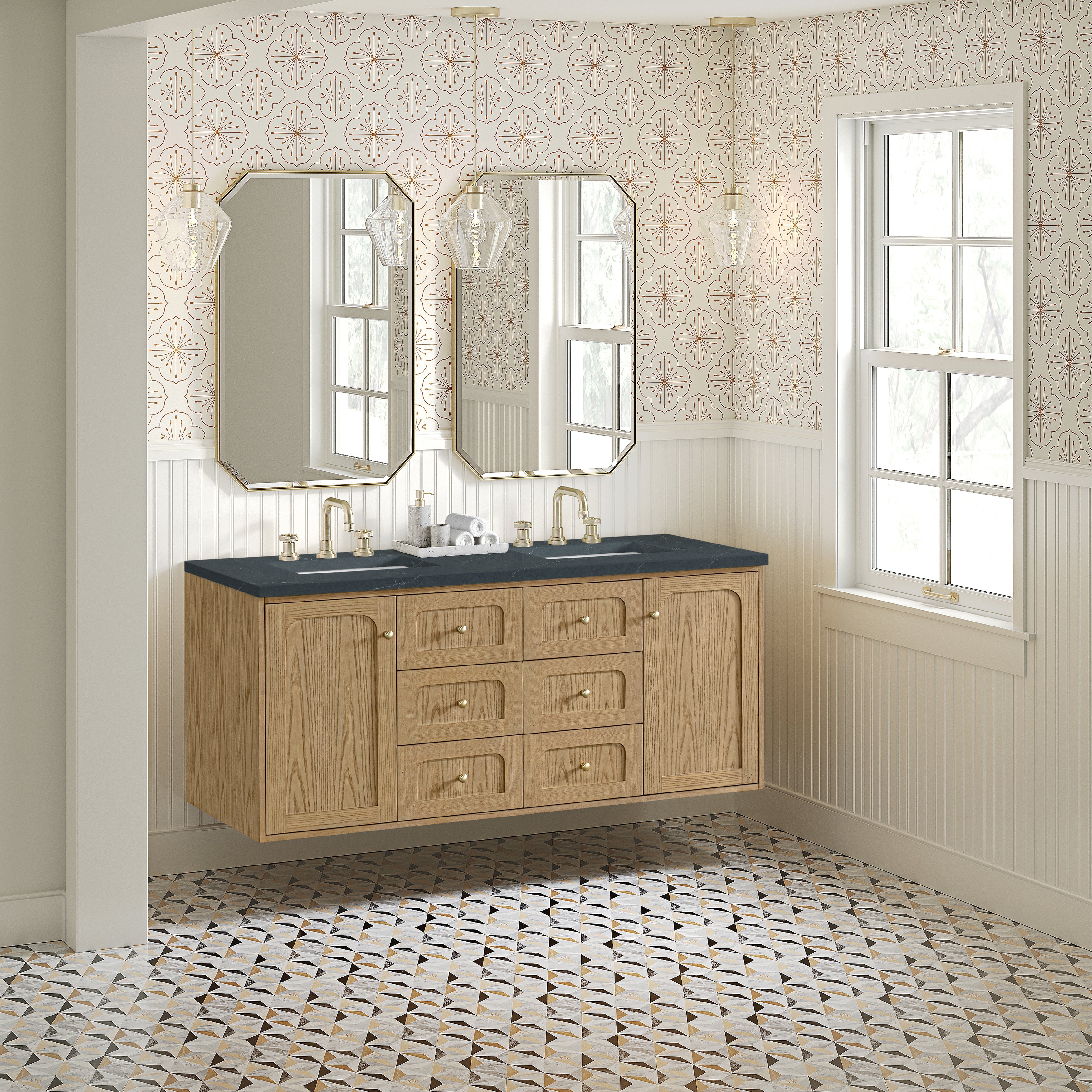 Light Natural Oak / Charcoal Soapstone - 3 Faucet Holes