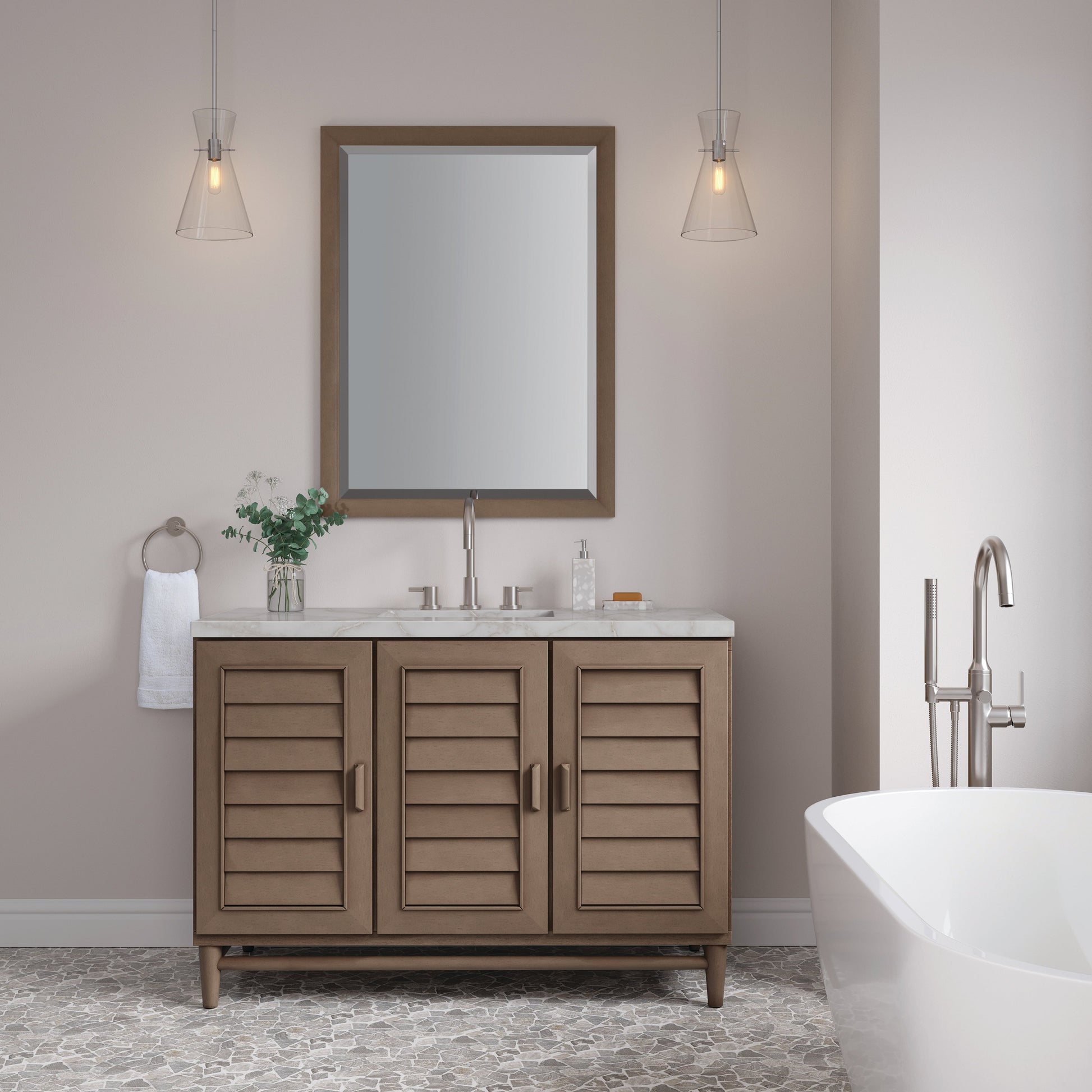 Whitewashed Walnut / Victorian Silver - 3 Faucet Holes