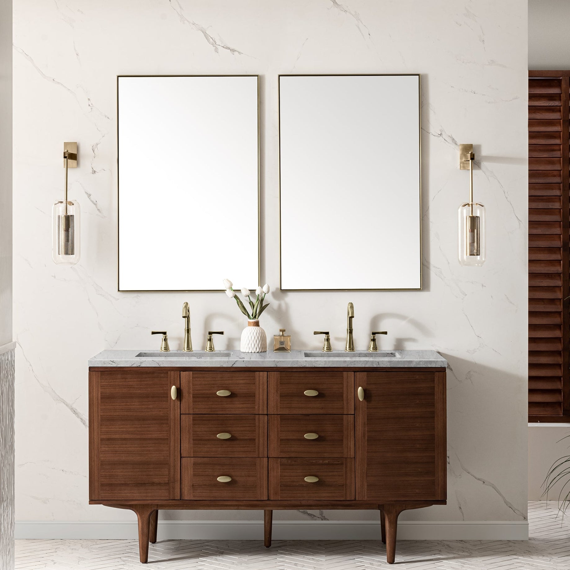 Mid-Century Walnut / Eternal Jasmine Pearl - 3 Faucet Holes