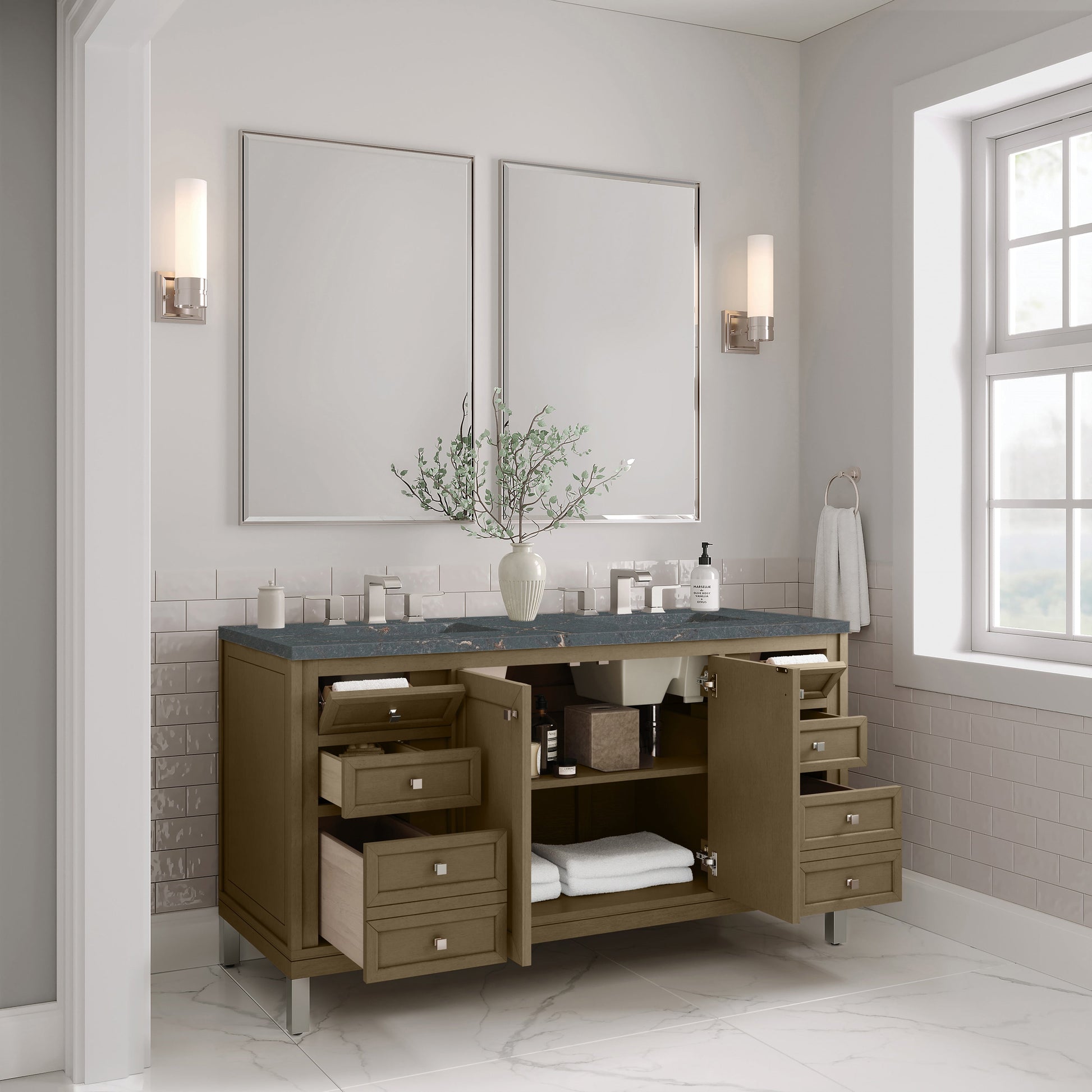 Walnut Whisper / Parisien Bleu - 3 Faucet Holes