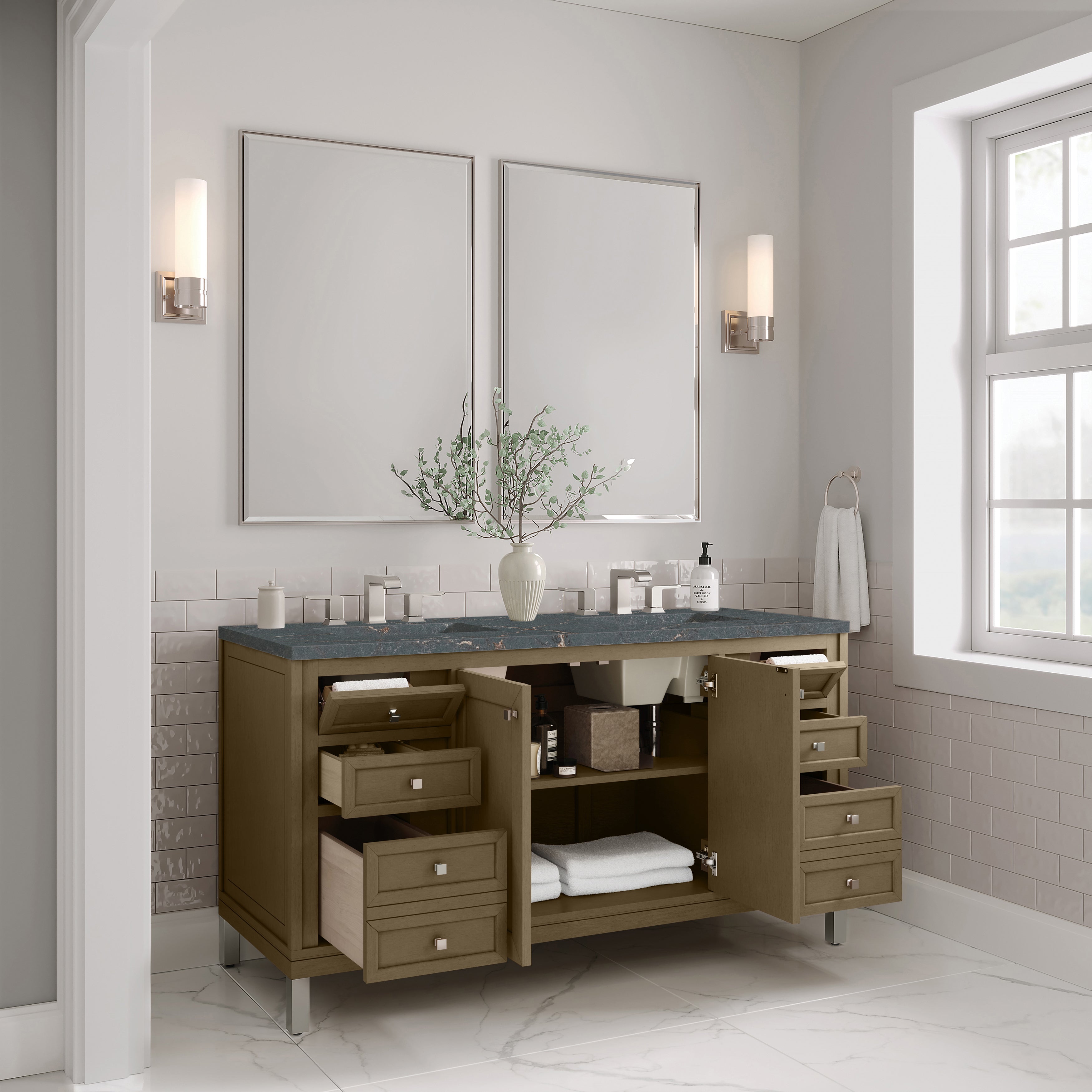 Walnut Whisper / Parisien Bleu - 3 Faucet Holes