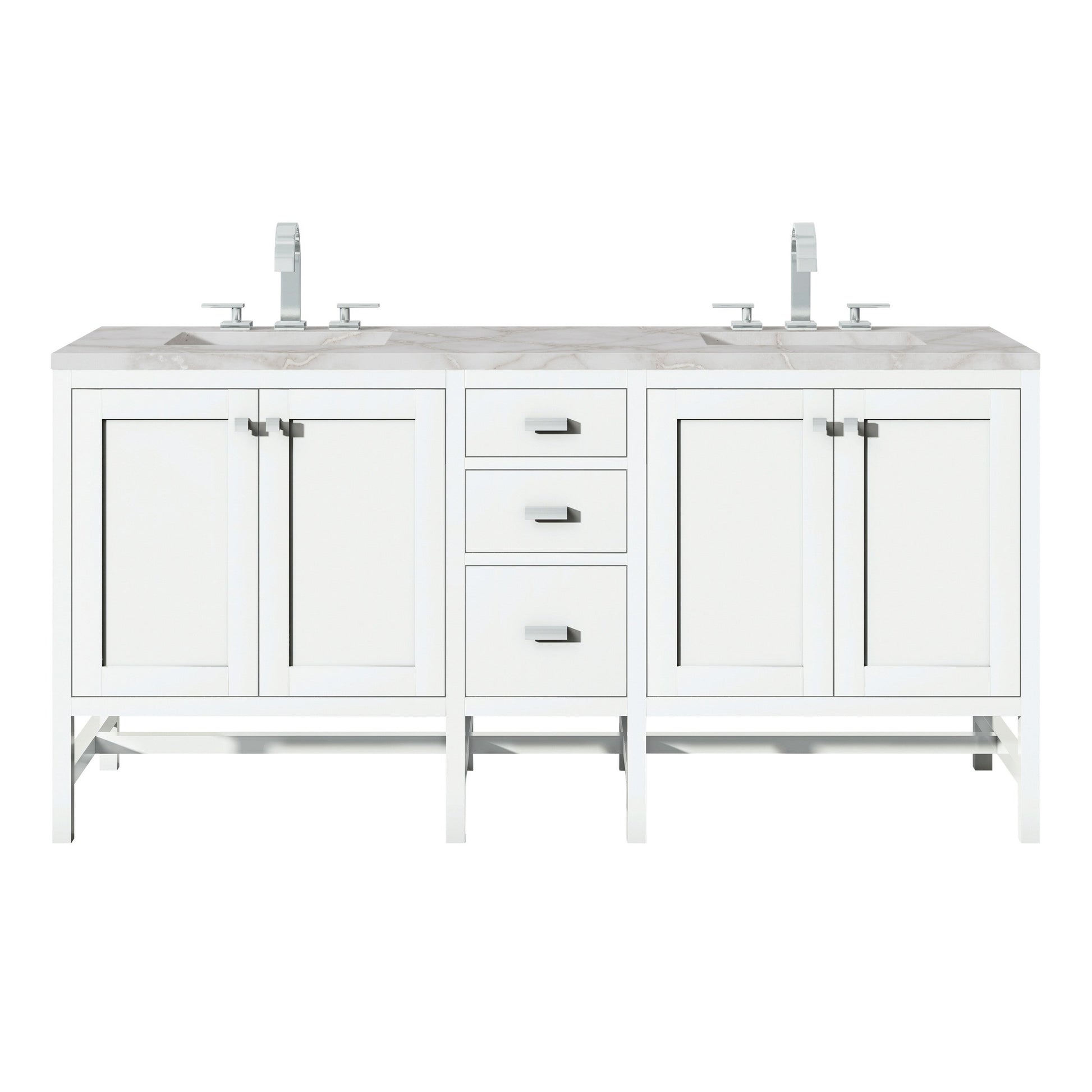 Glossy White / Victorian Silver - 3 Faucet Holes
