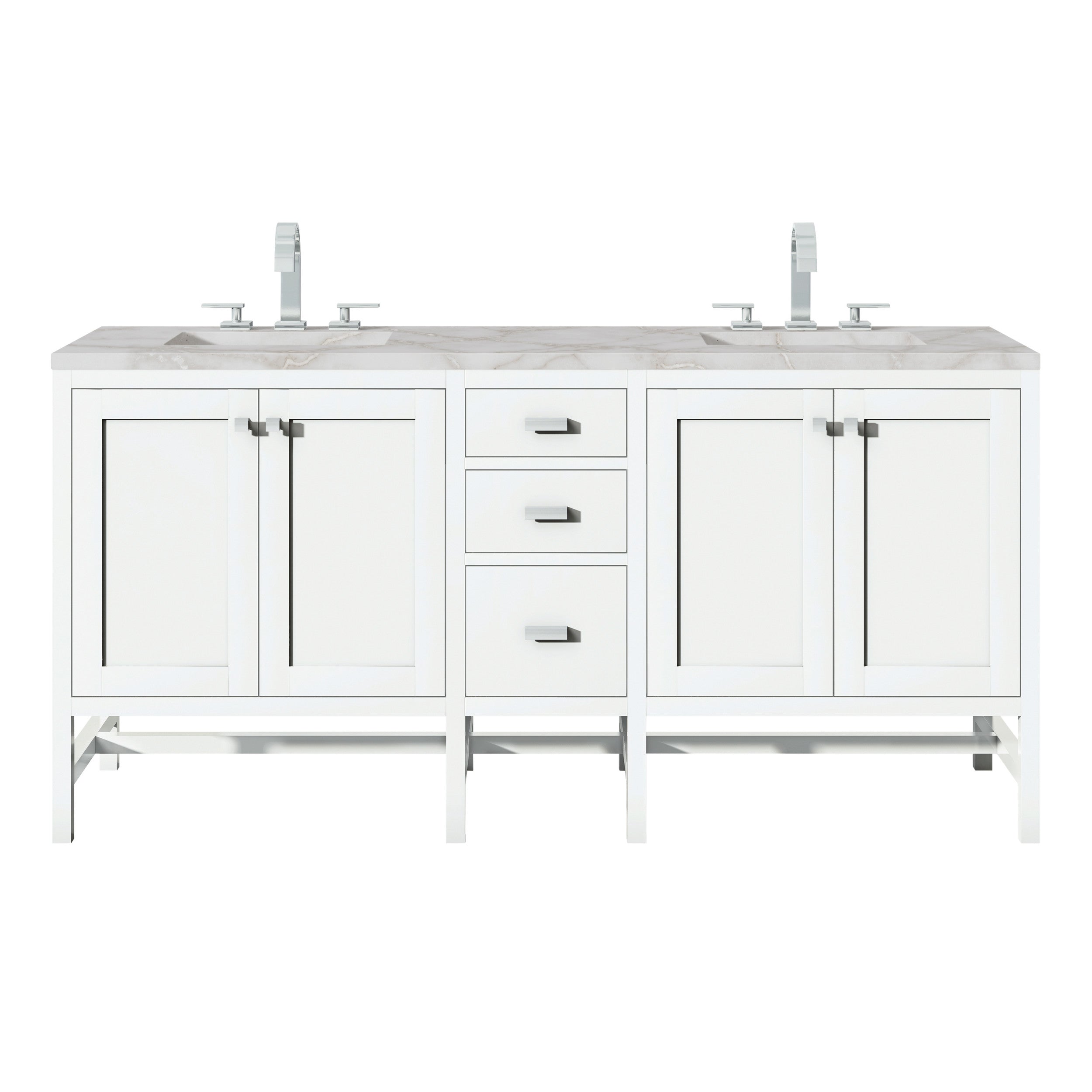Glossy White / Victorian Silver - 3 Faucet Holes
