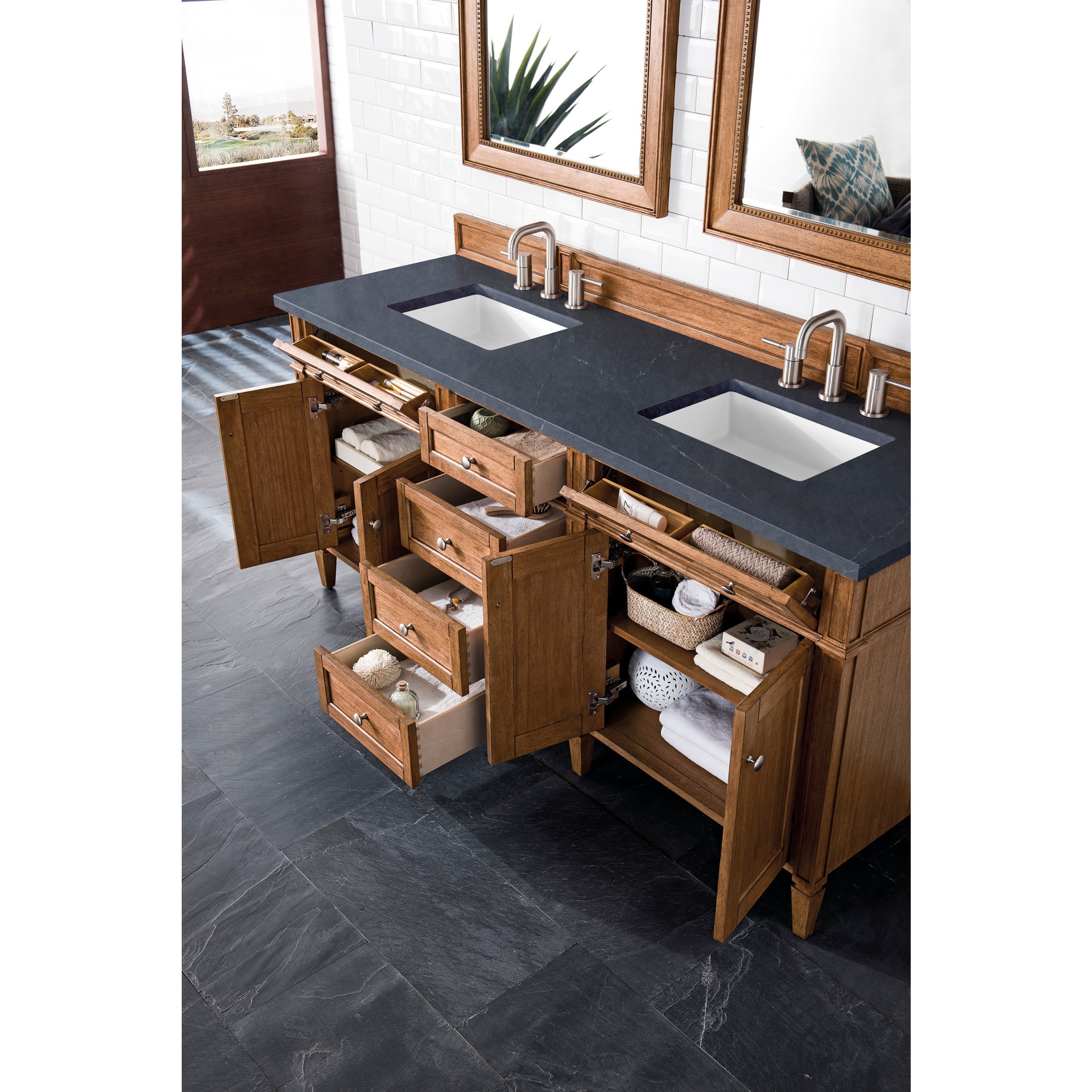 Saddle Brown / Charcoal Soapstone - 3 Faucet Holes