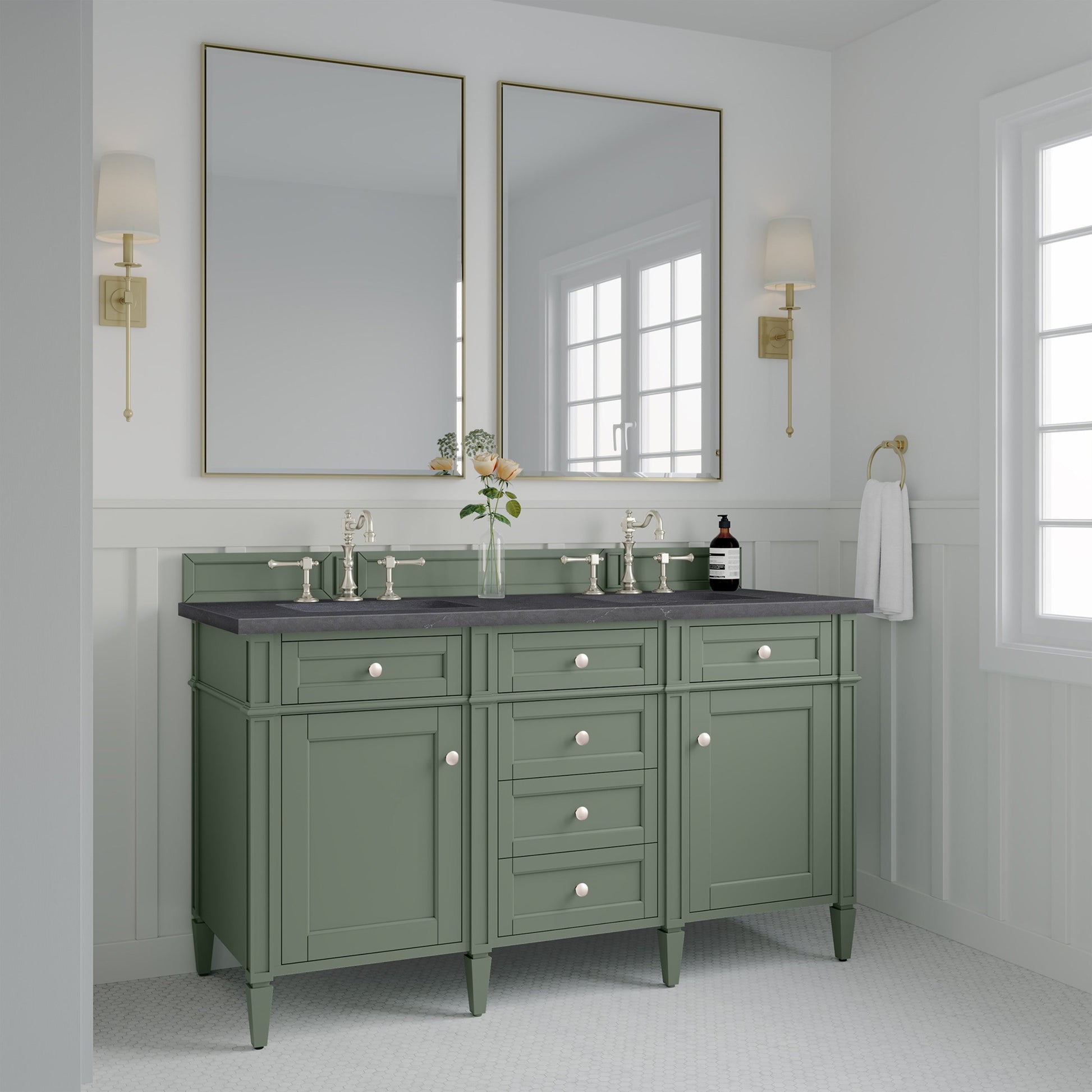 Smokey Celadon / Charcoal Soapstone - 3 Faucet Holes